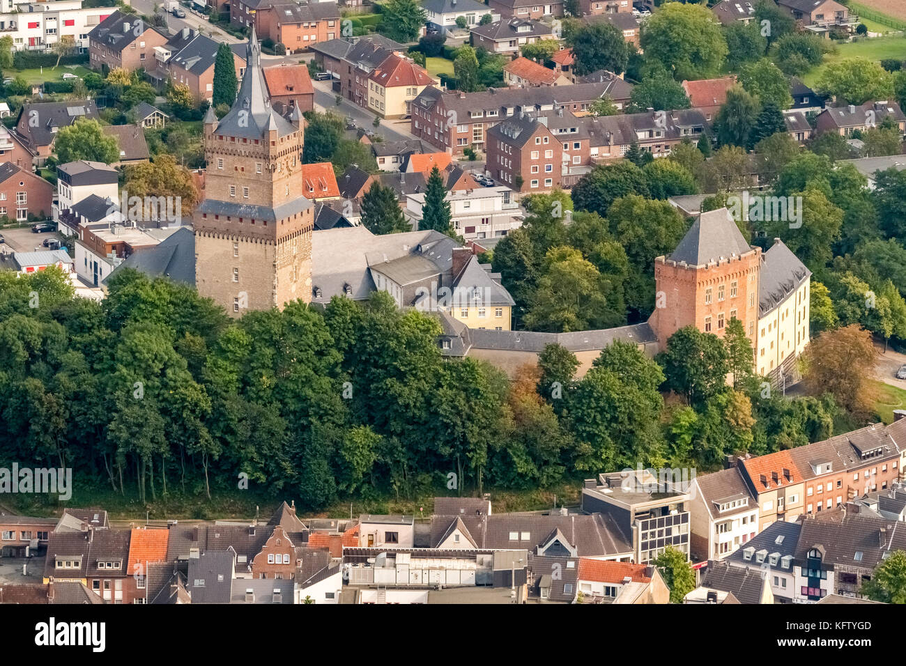 Schwanenburg Kleve, roccaforte del castello, Kleve, Niederrhein, Renania settentrionale-Vestfalia, Germania Europa, Kleve, veduta aerea, fotografia aerea, phot aereo Foto Stock