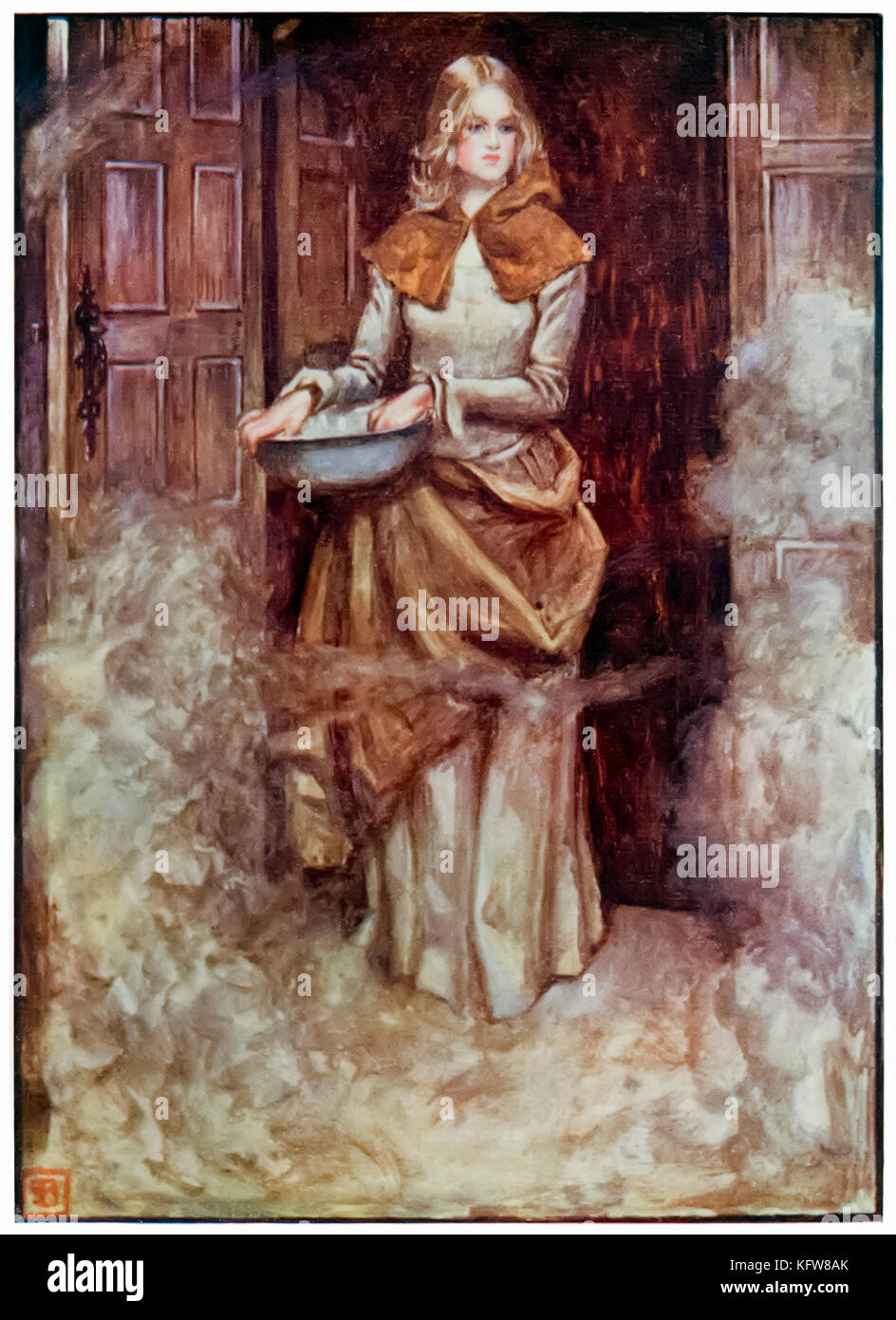 "Il Vangelo" degli sprinkler da 'Pellegrino la progressi da questo mondo per ciò che è a venire" di John Bunyan (1628-1688). Illustrazione di Byam Shaw (1872-1919) che mostra il Vangelo in sprinkler l'interprete di casa di frenare la polvere del peccato originale. Vedere ulteriori informazioni qui di seguito. Foto Stock