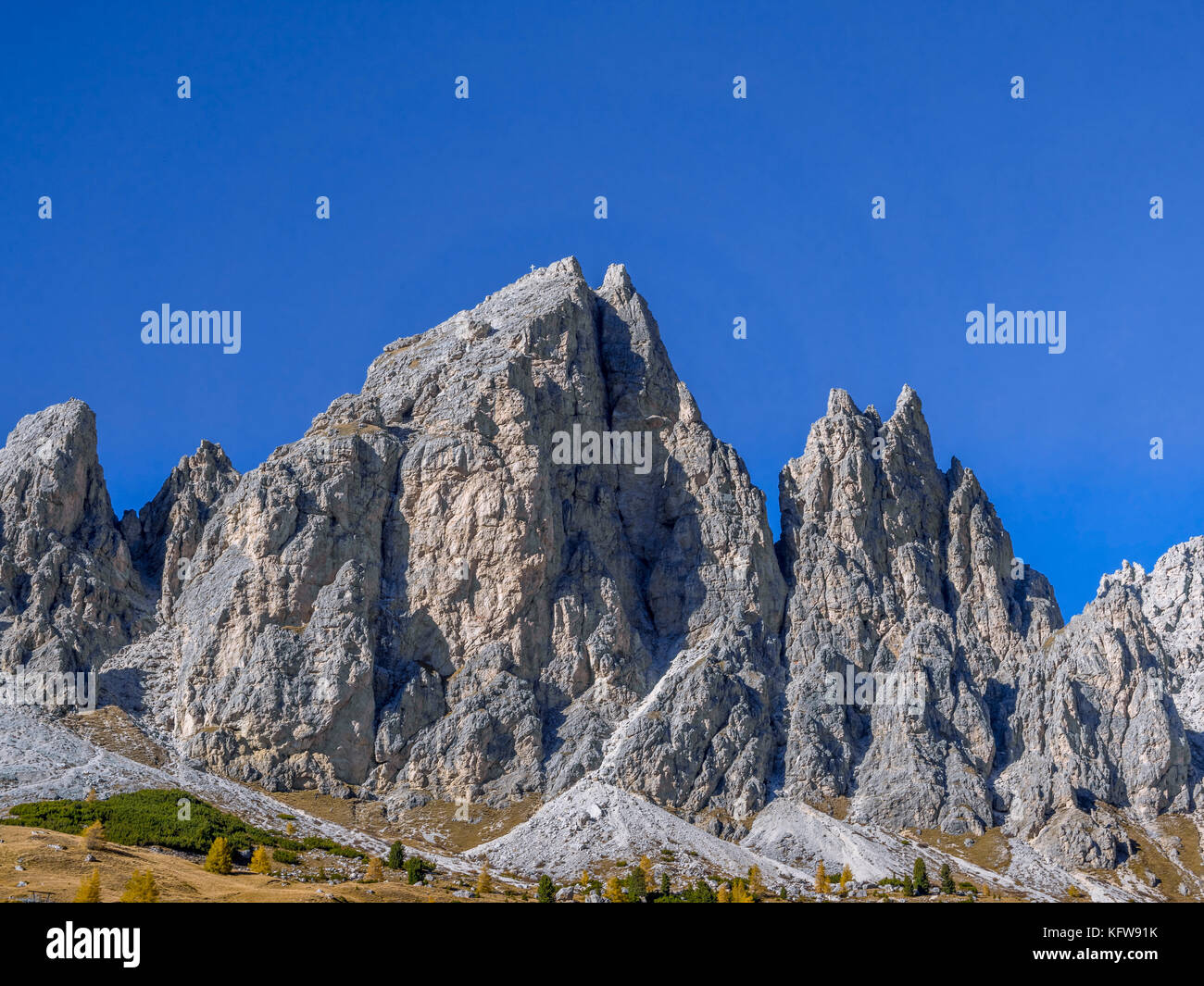 Passo Gardena, Passo Gardena, 2121m, del gruppo Puez sul retro del Puez Geisler natura park, Dolomiti a Selva di val gardena, alto adige, trentino-alto adig Foto Stock