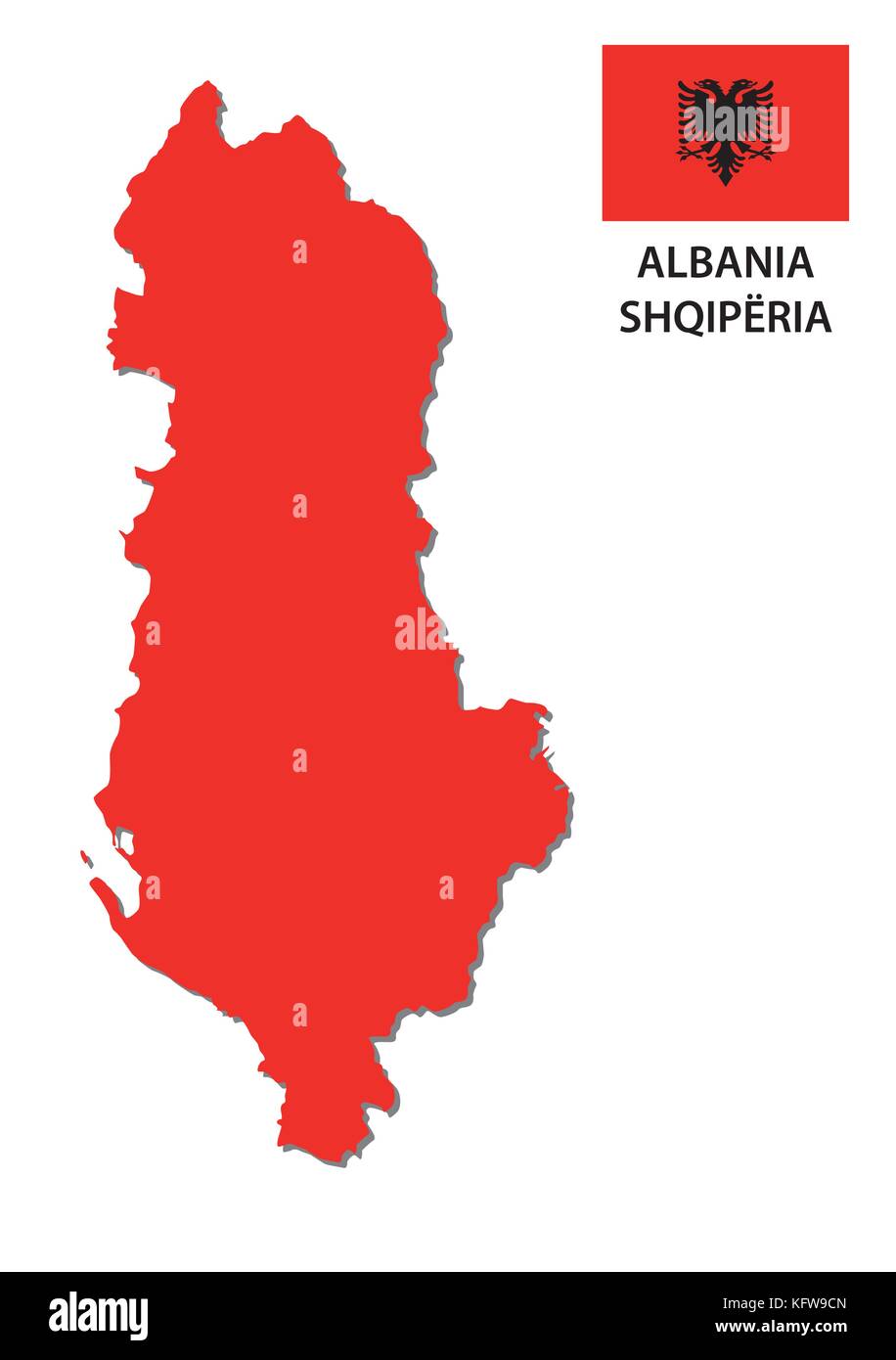 Red albania mappa vettoriale con bandiera Illustrazione Vettoriale
