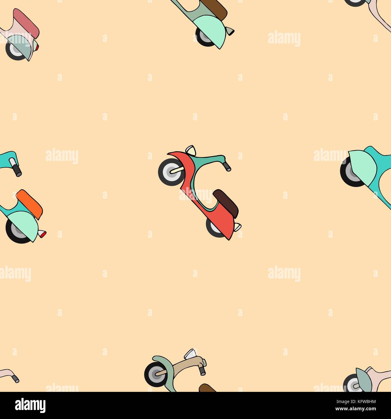 Seamless texture con colore scooter. illustrazione vettoriale Illustrazione Vettoriale