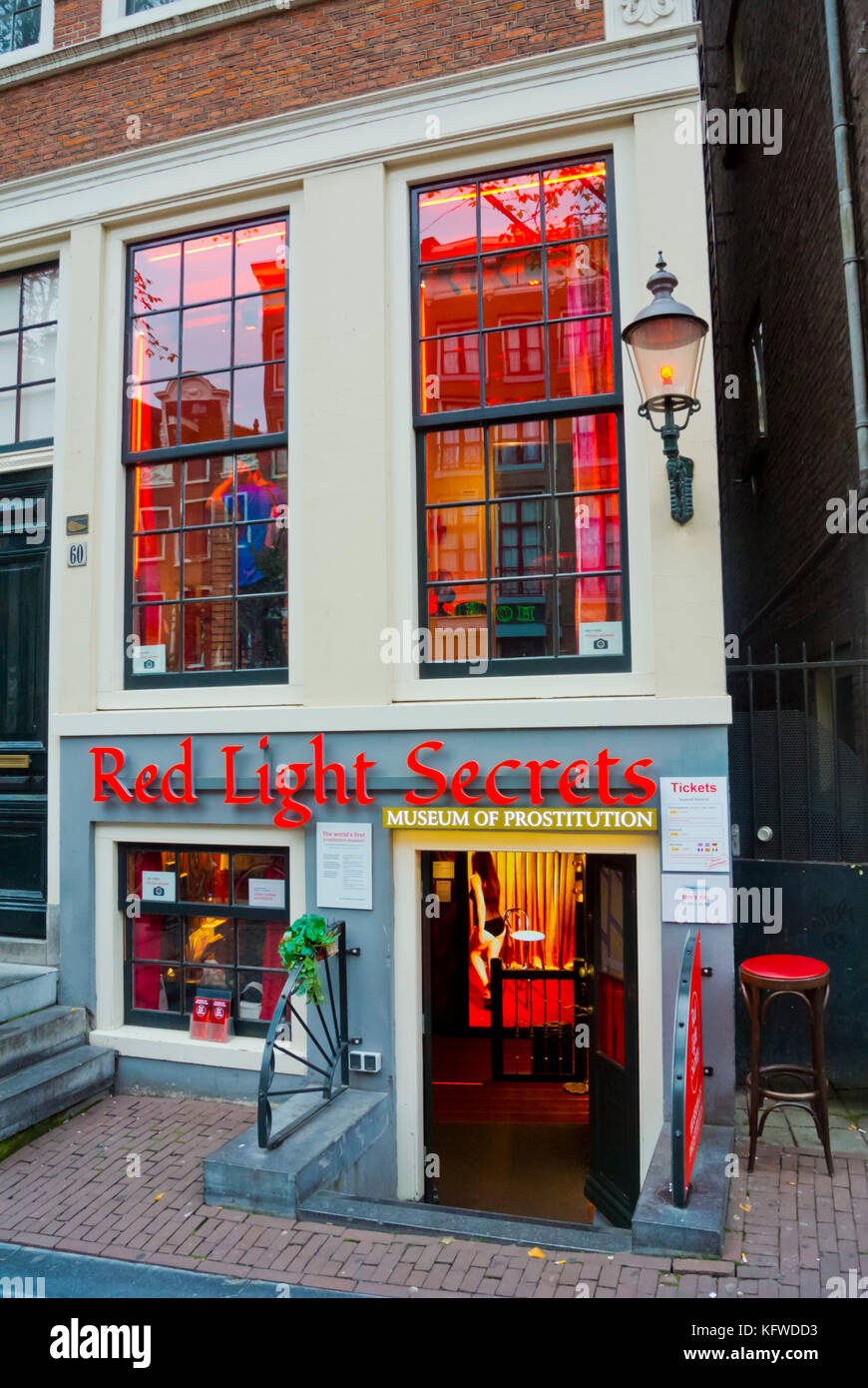 Luce rossa segreti, museo della prostituzione, del quartiere a luci rosse di Amsterdam, Paesi Bassi Foto Stock