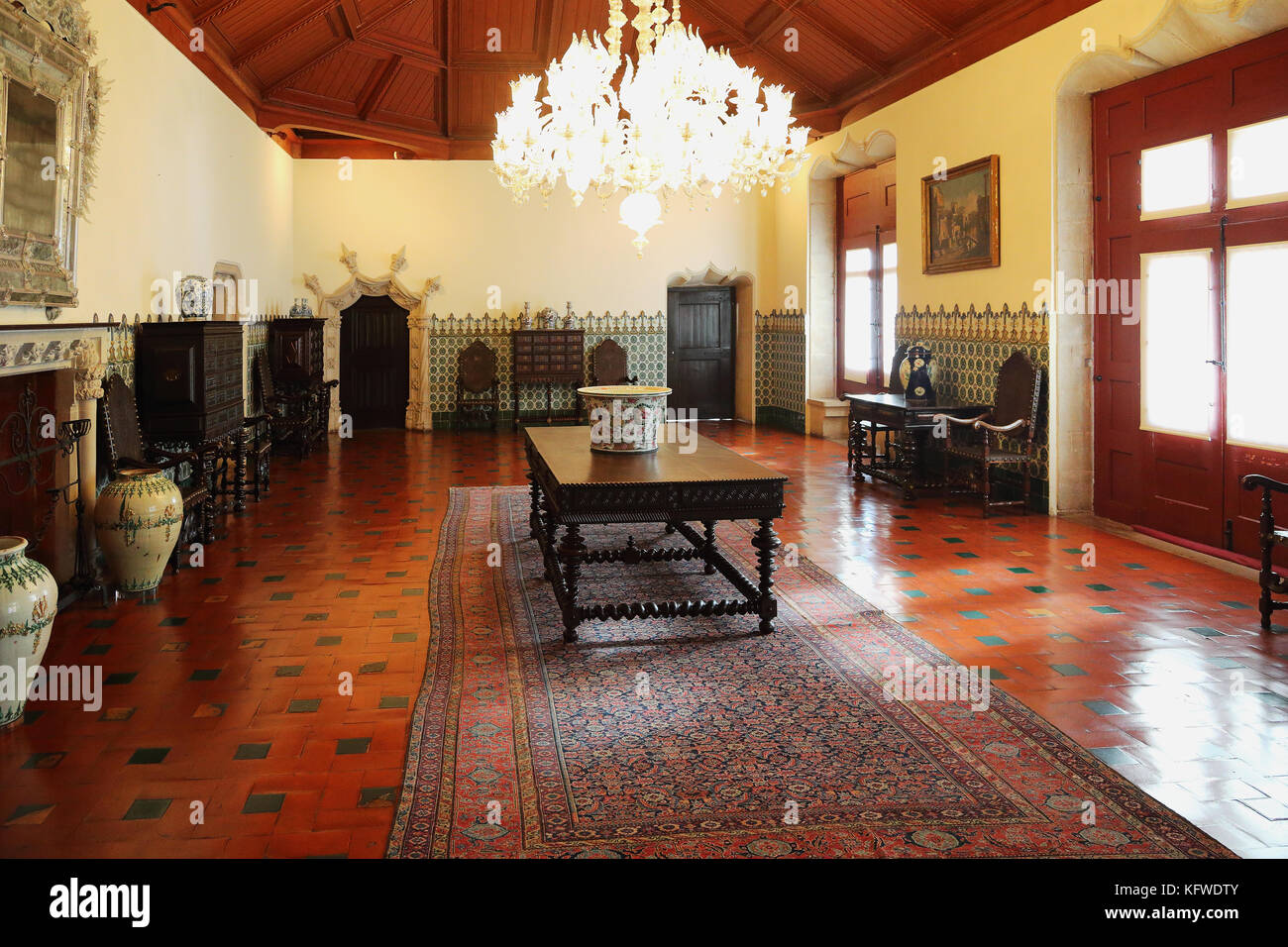 All'interno del Palazzo Nazionale di Sintra, Sintra, Patrimonio dell'Umanità dell'UNESCO, Portogallo Foto Stock