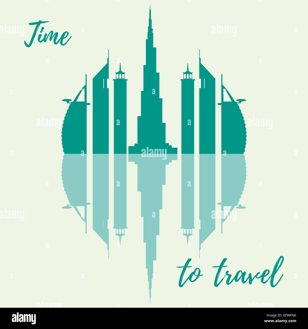 Illustrazione vettoriale di emirati arabi uniti grattacieli silhouette. edifici di Dubai. design per banner, poster o di stampa. Illustrazione Vettoriale