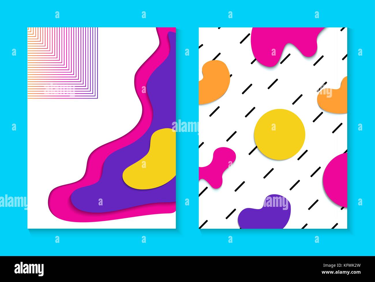 Memphis astratto raccolta di sfondo, set di retrò moda stile design. Ideale per il progetto Web, brochure, volantini o modello di invito. eps10 vecto Illustrazione Vettoriale