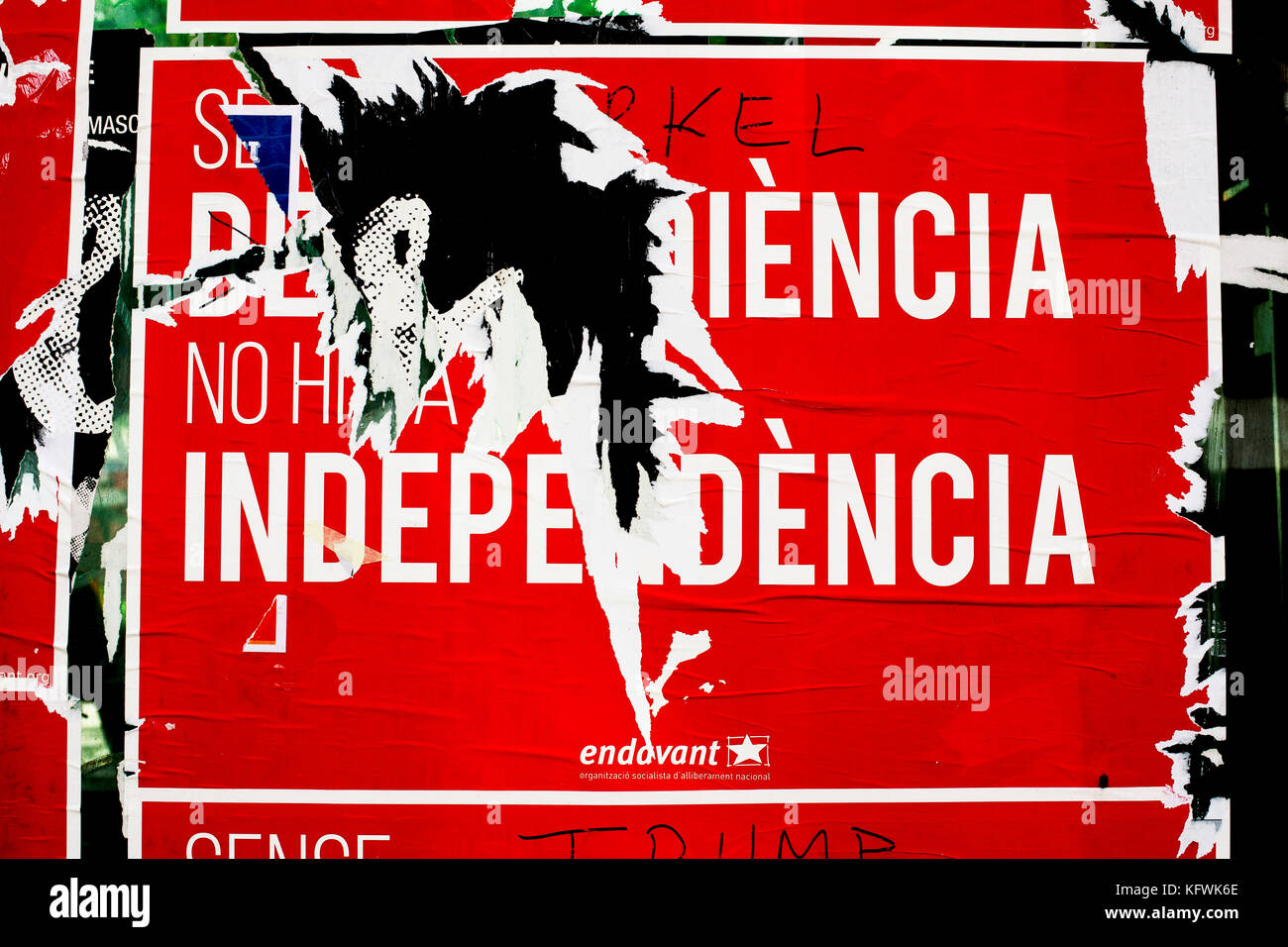 Pro Indipendenza Catalana poster, Barcelona, Spagna. Foto Stock