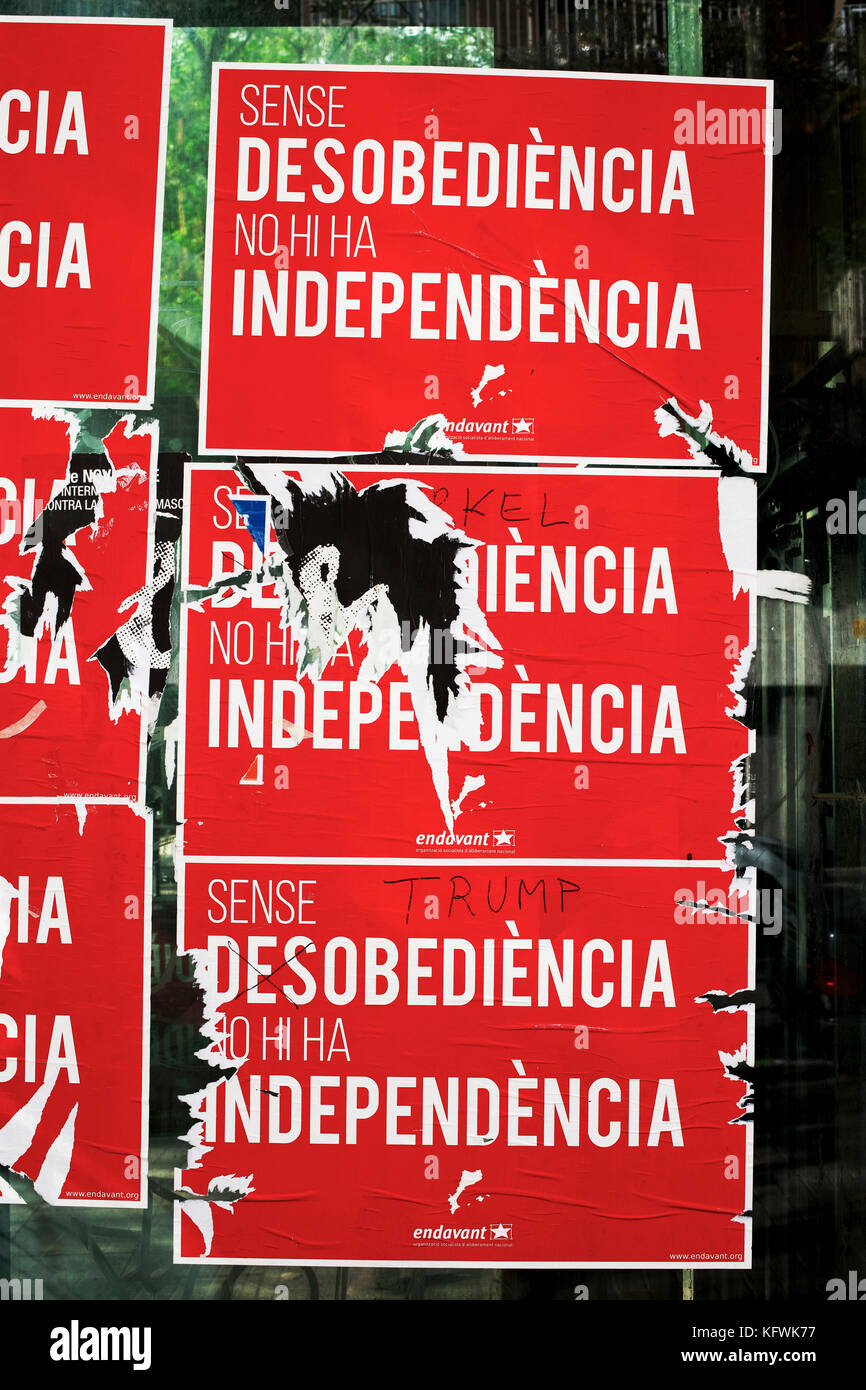 Pro Indipendenza Catalana poster, Barcelona, Spagna. Foto Stock