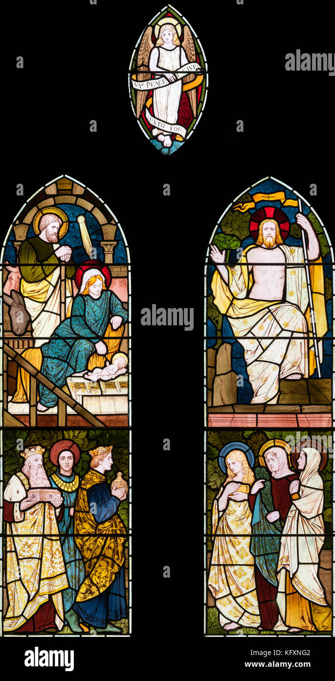 " La vita di Cristo' illustrati da Henry Holiday, Chiesa della Santa Trinità, Winster, Cumbria, Regno Unito Foto Stock