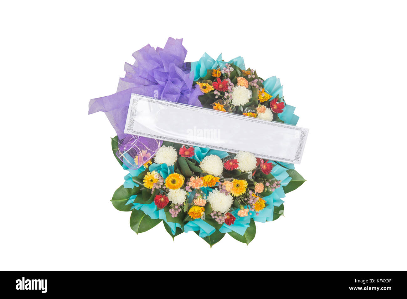 Colorate bouquet di fiori in design tondo con il nome di tag Foto Stock