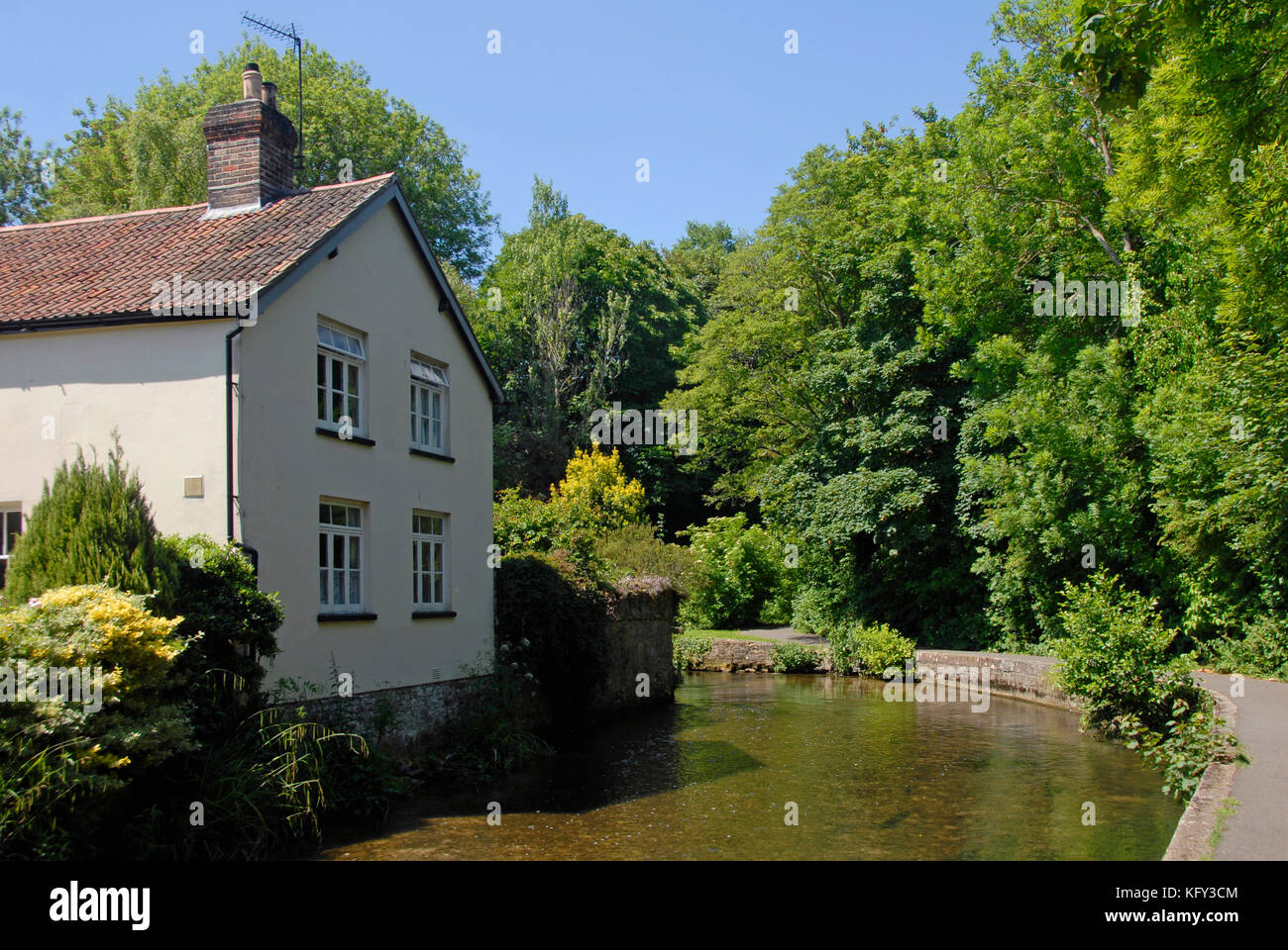 Casa accanto al fiume Frome, Dorchester Foto Stock
