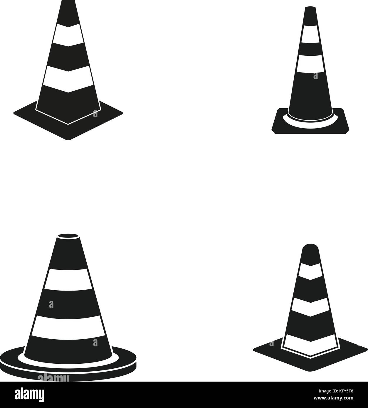 Cono stradale icon set, stile semplice Illustrazione Vettoriale