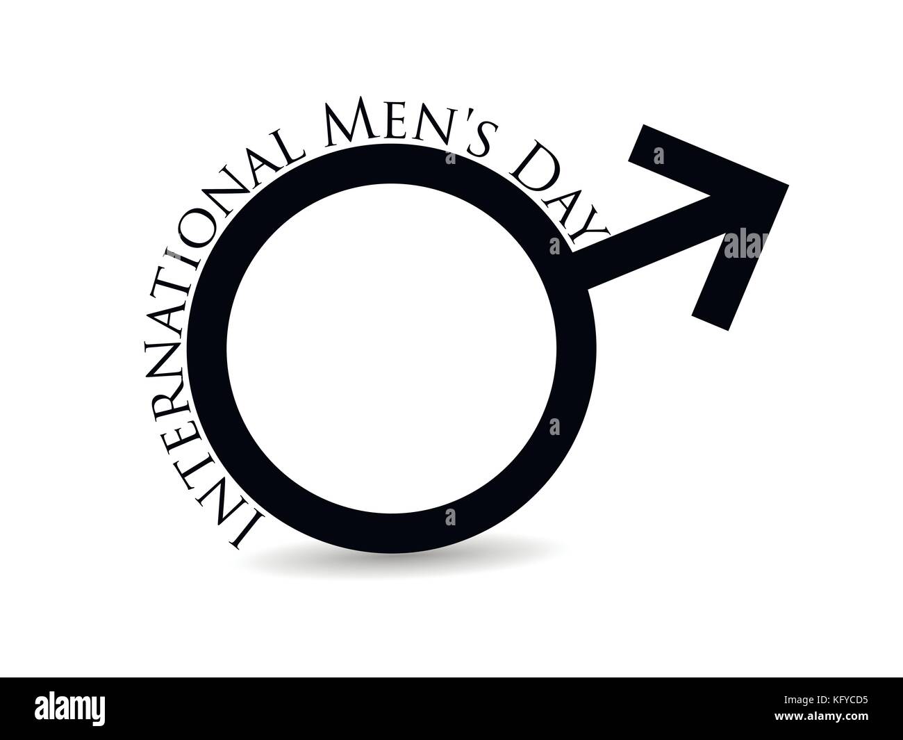 International uomini giorno. mars simbolo maschile registrati è isolato su sfondo bianco con ombre. illustrazione vettoriale Illustrazione Vettoriale