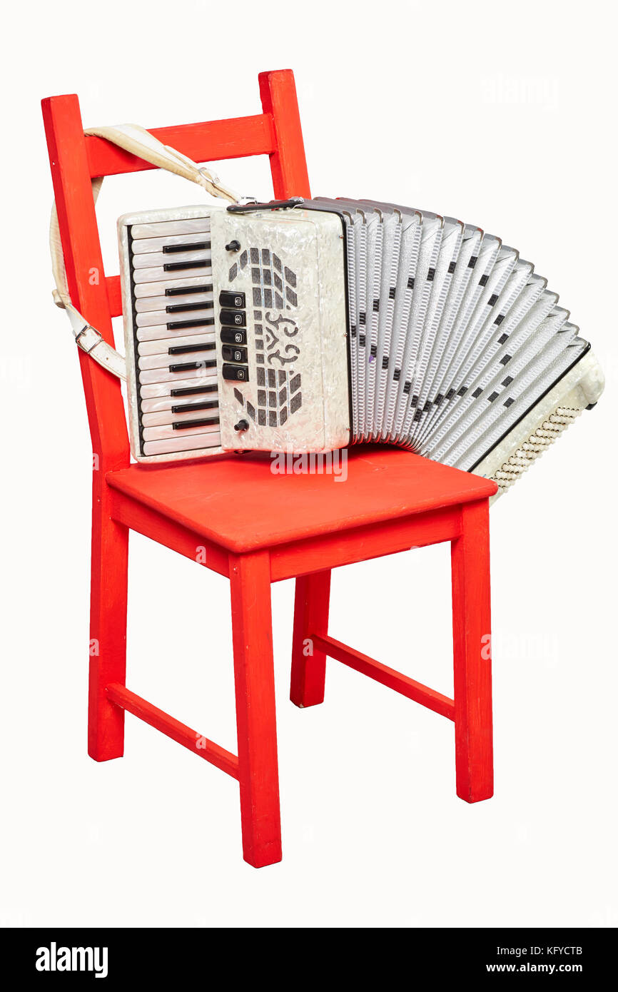 Una vecchia fisarmonica retrò è attesa per il giocatore. Foto Stock