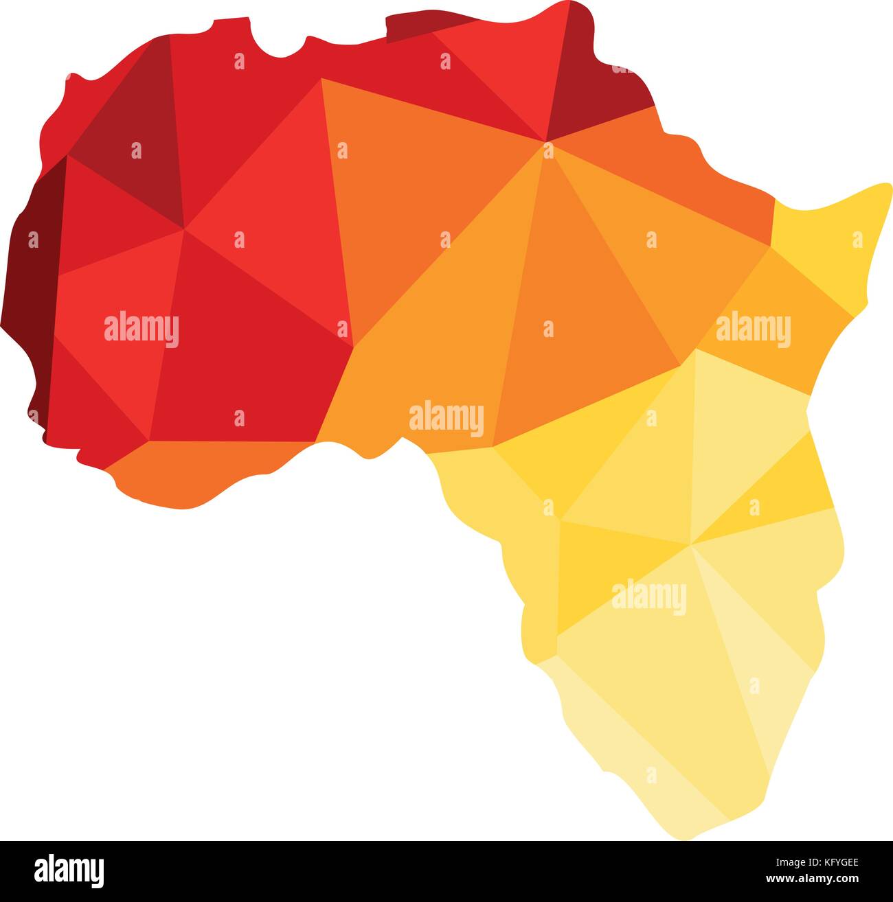 Mappa di Africa geometriche e astratto in giallo e rosso Illustrazione Vettoriale