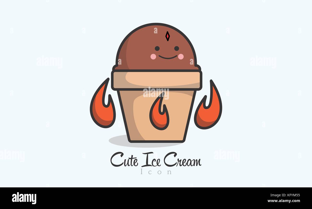 Carino il gelato icona mascotte del logo Foto Stock