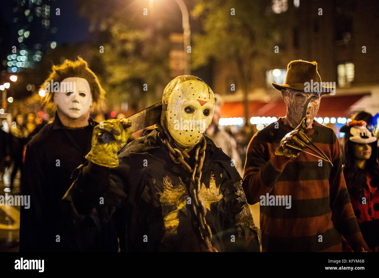 Costumi di Halloween, Michael Myers, Venerdì 13, Freddy Krueger Foto Stock
