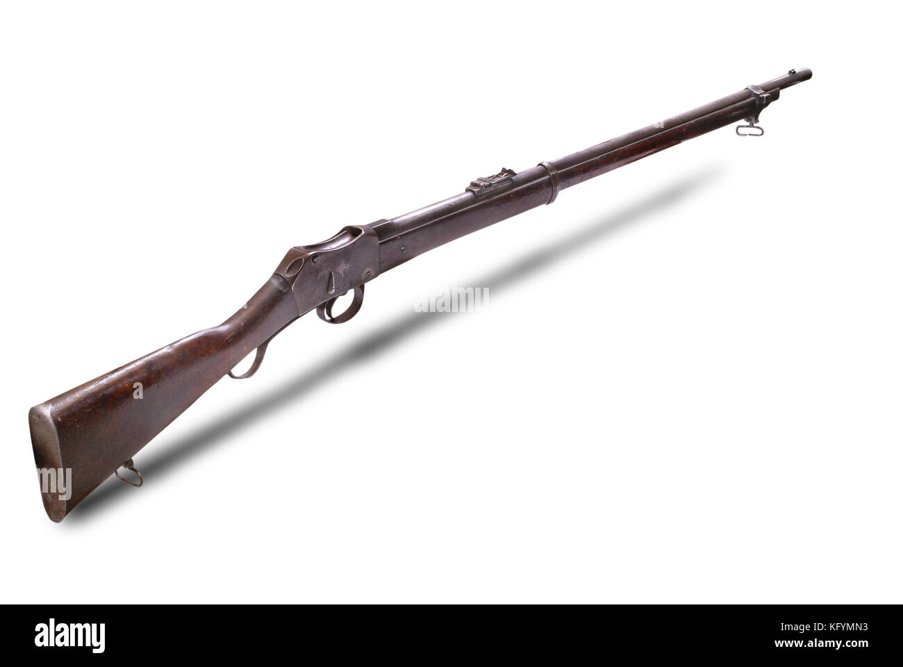 British martini-henry fucile. Il modello del 1869. percorso su sfondo bianco. Foto Stock