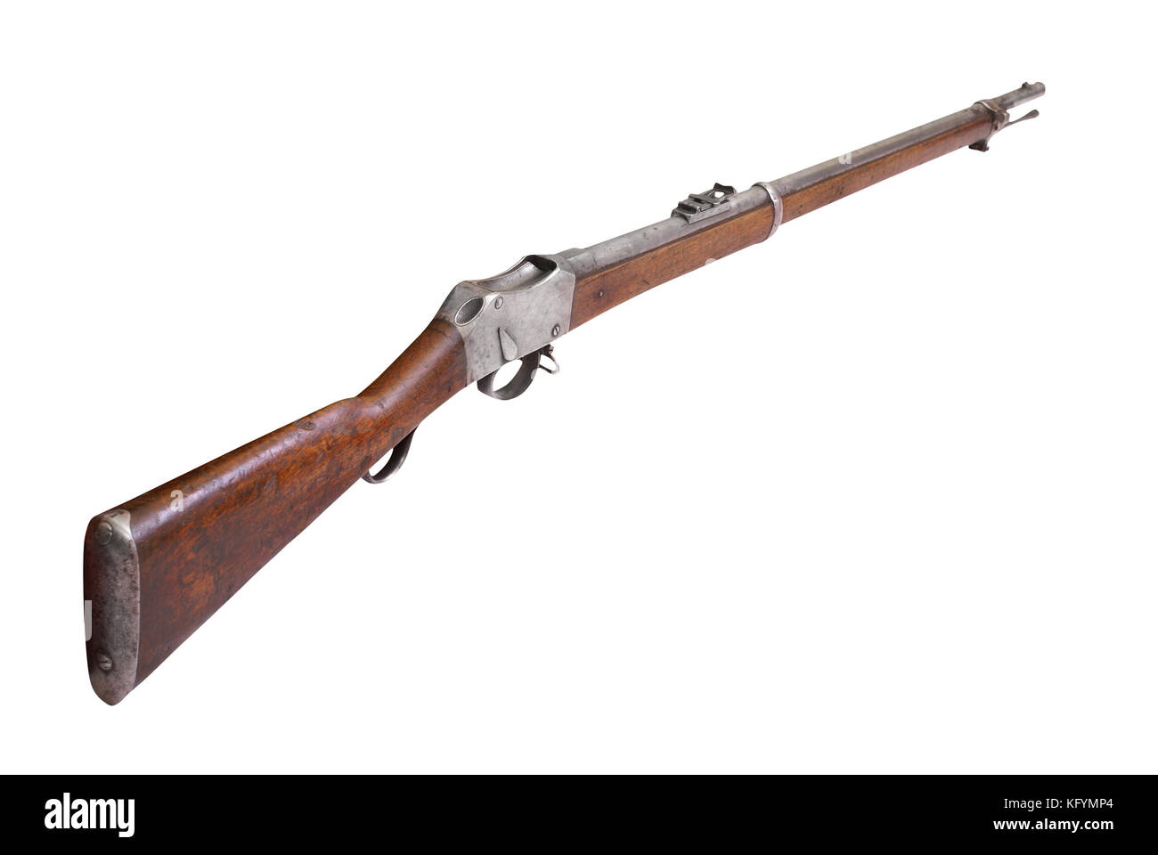 British martini-henry fucile. Il modello del 1869. percorso su sfondo bianco. Foto Stock