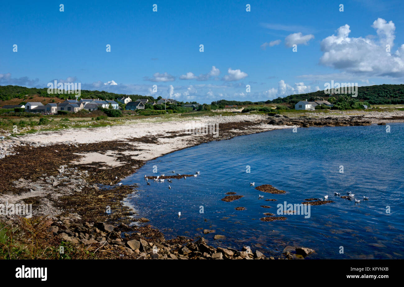 Grande par bay e sulla spiaggia di Isola di bryher,Isole Scilly,Regno Unito Foto Stock