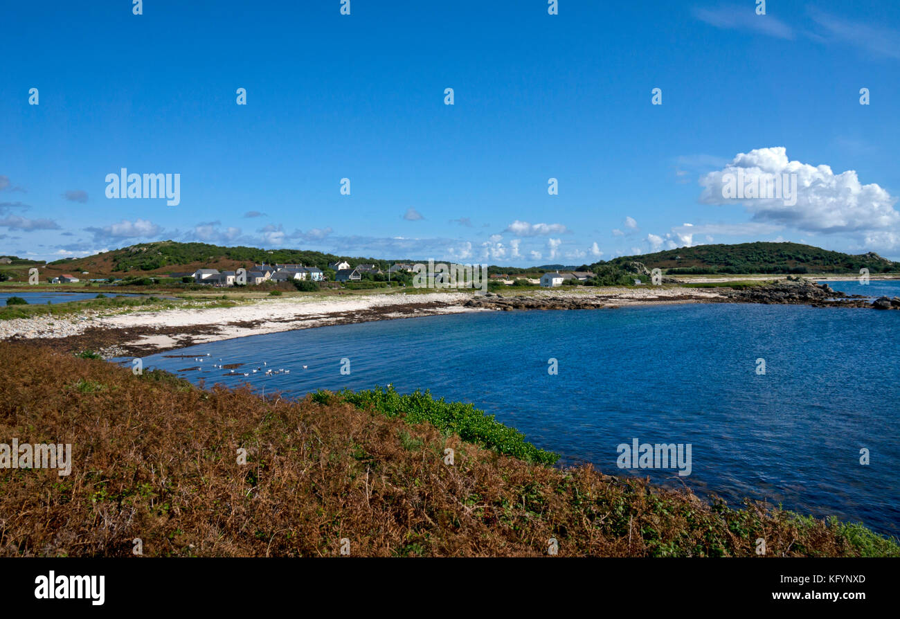 Grande par bay e sulla spiaggia di Isola di bryher,Isole Scilly,Regno Unito Foto Stock