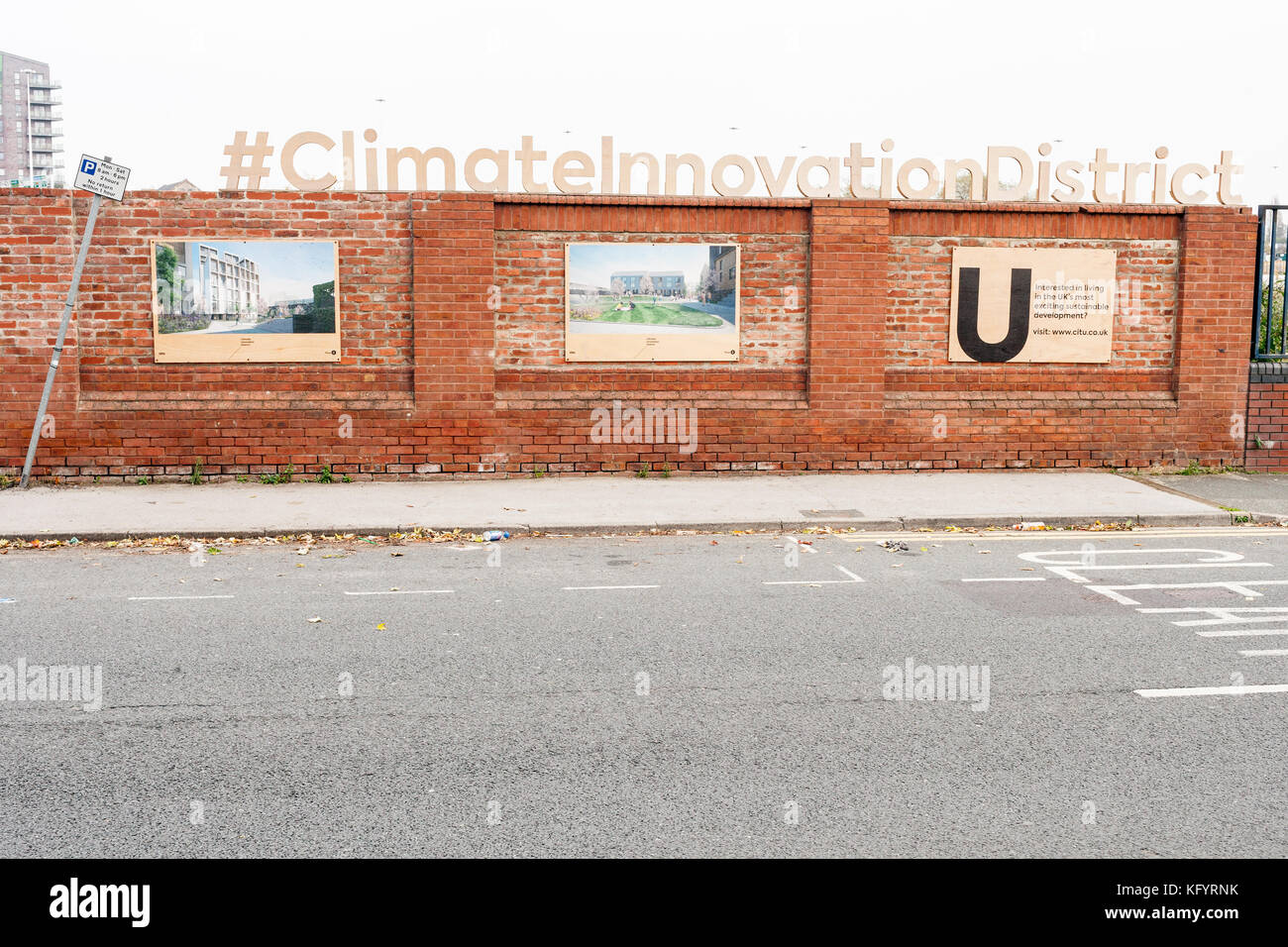 Una vista di sviluppi su Clarence Road in oriente Leeds, Inghilterra. Foto Stock