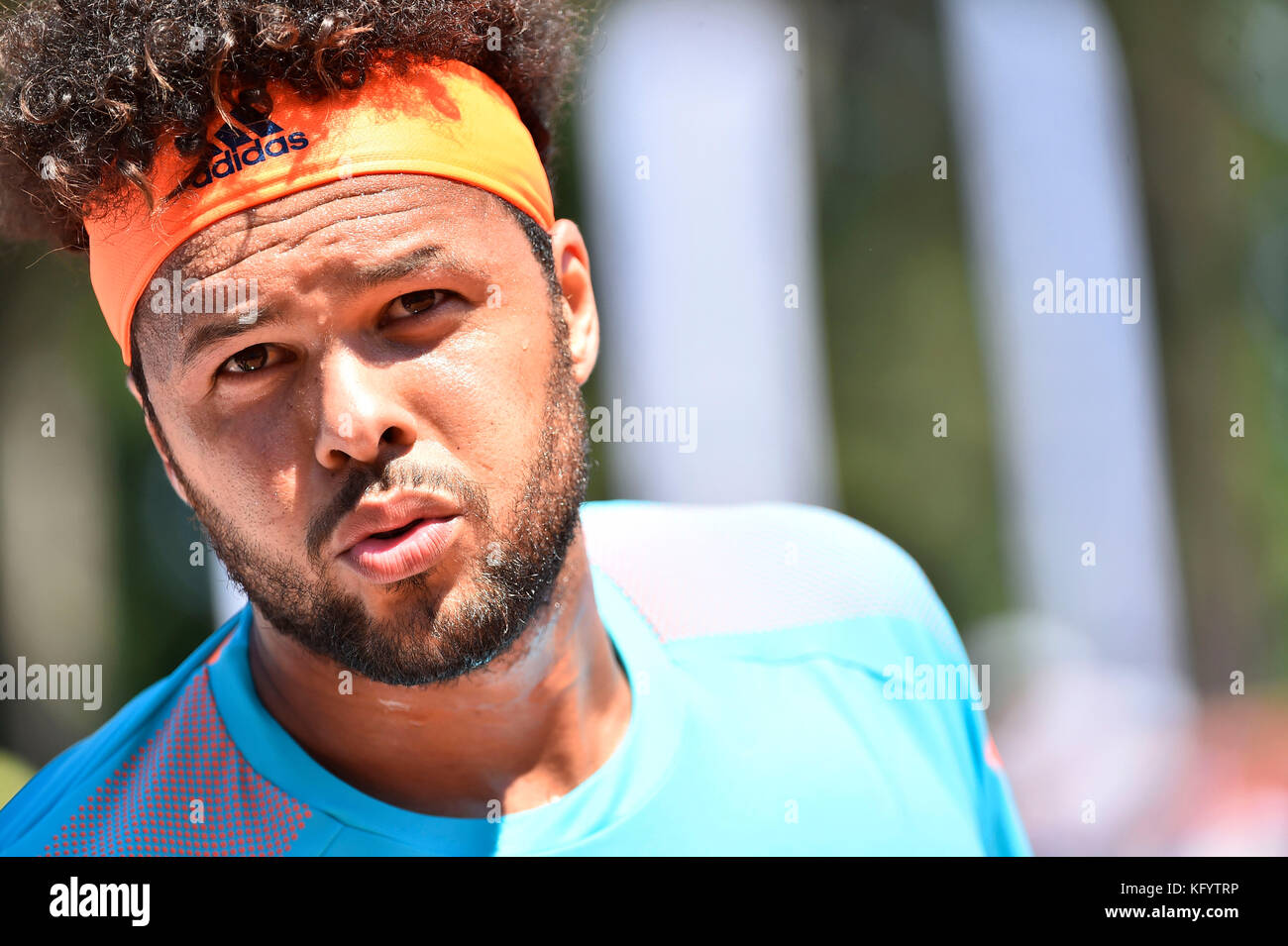 Lione (sud-est della Francia), su 2016/05/26: giocatore di tennis professionista Jo-Wildfried Tsonga ha vinto la semi-finale di ATP World Tour 250 tourname Foto Stock