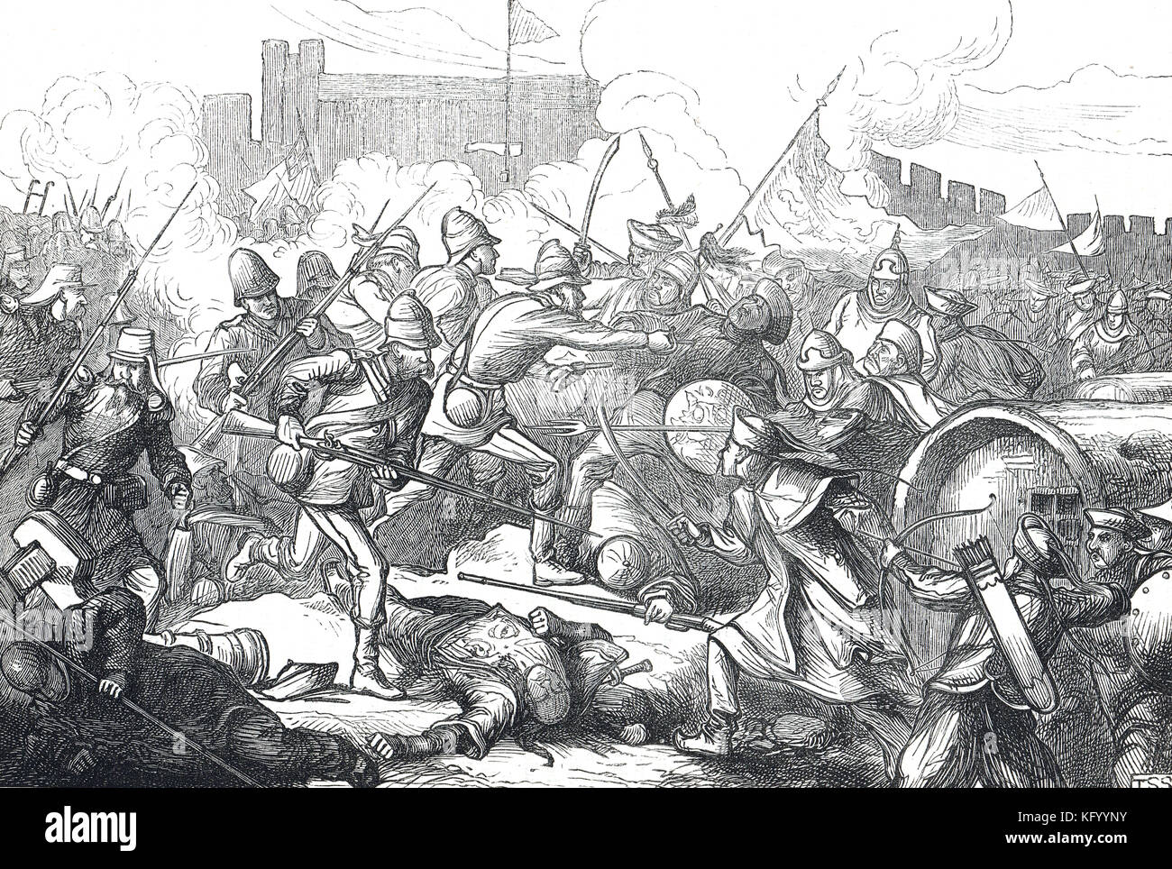 Cattura dei forti di Priho, Cina, 1860, seconda guerra dell'oppio Foto Stock