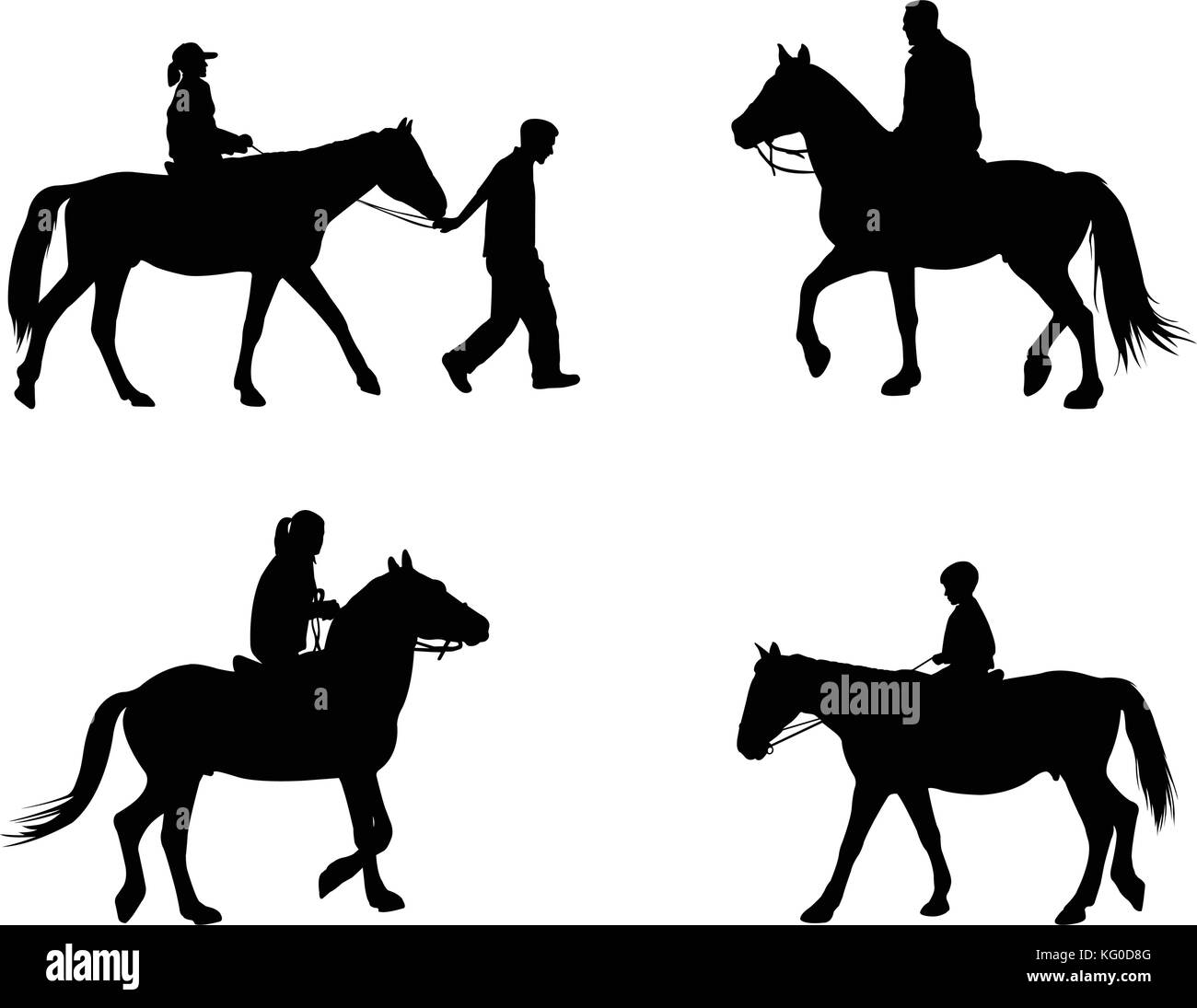 Cavalli da sella sagome - vettore Illustrazione Vettoriale