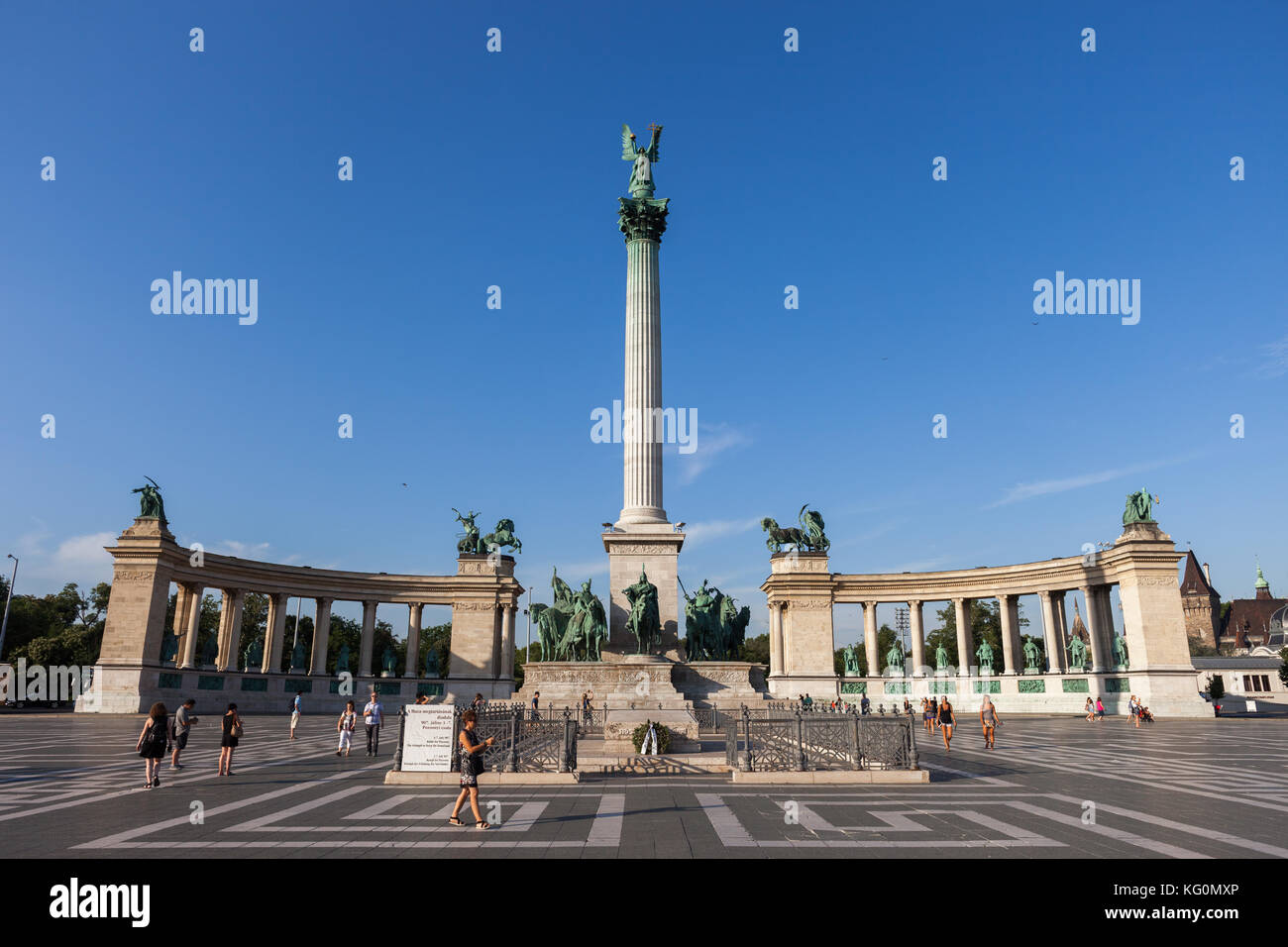 Ungheria, città di Budapest, Millennium monumento sulla Piazza degli Eroi (Hosok tere), punto di riferimento della città Foto Stock