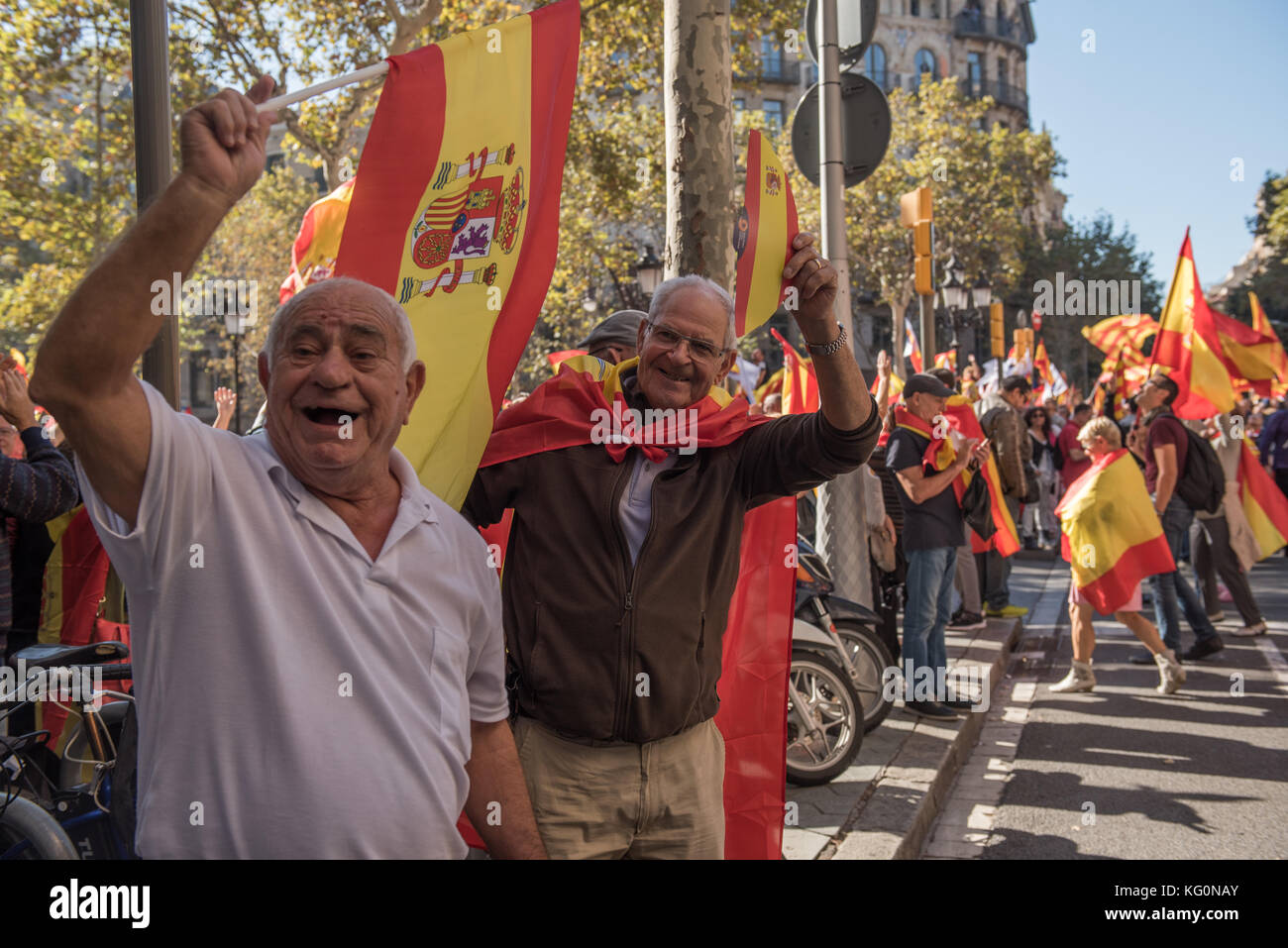 Protesta contro la gente a Barcellona, spagnolo, Spagna, Catalogna Foto Stock