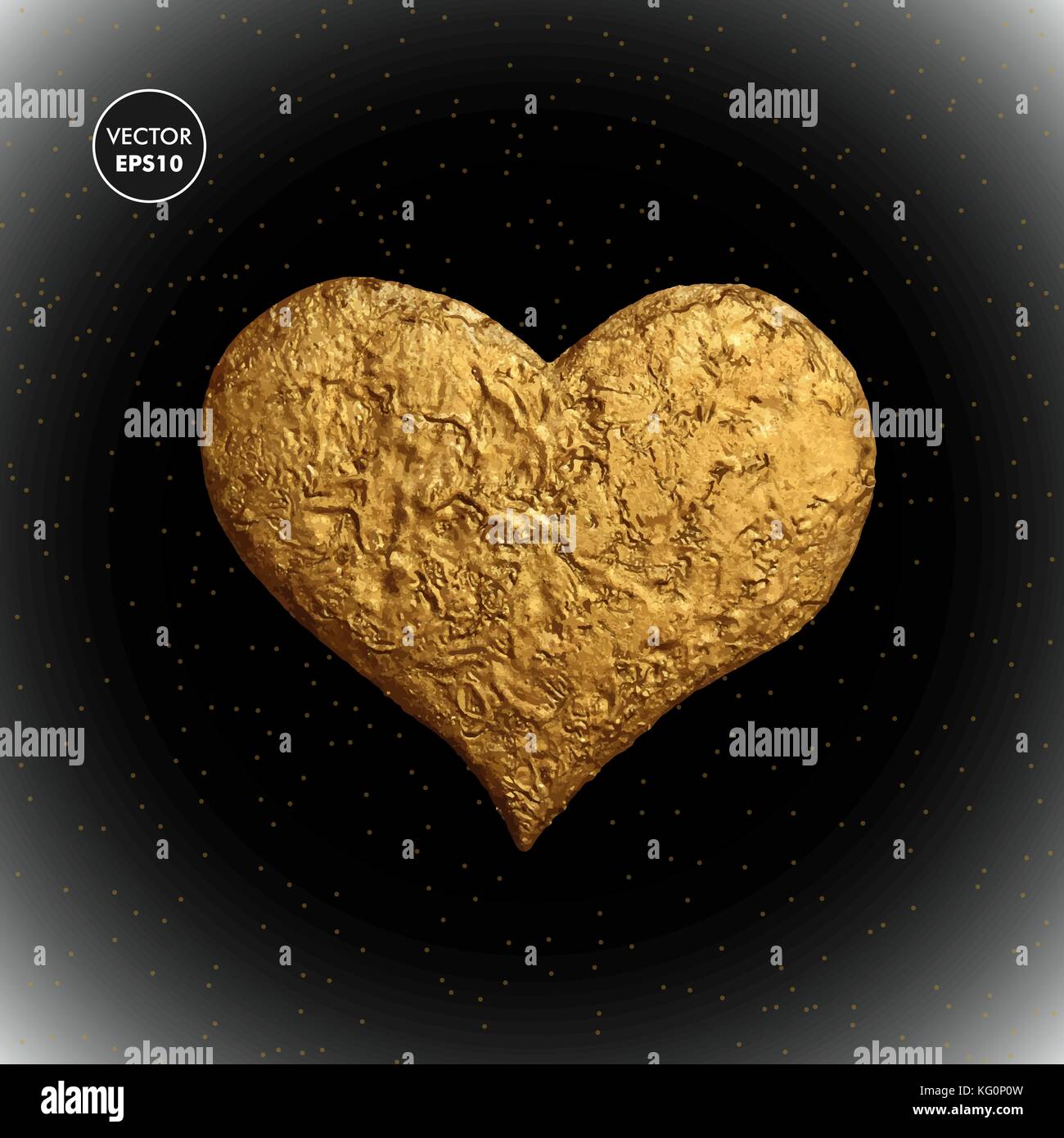 Cuore d'oro illustrazione vettoriale. golden amore sfondo. Illustrazione Vettoriale