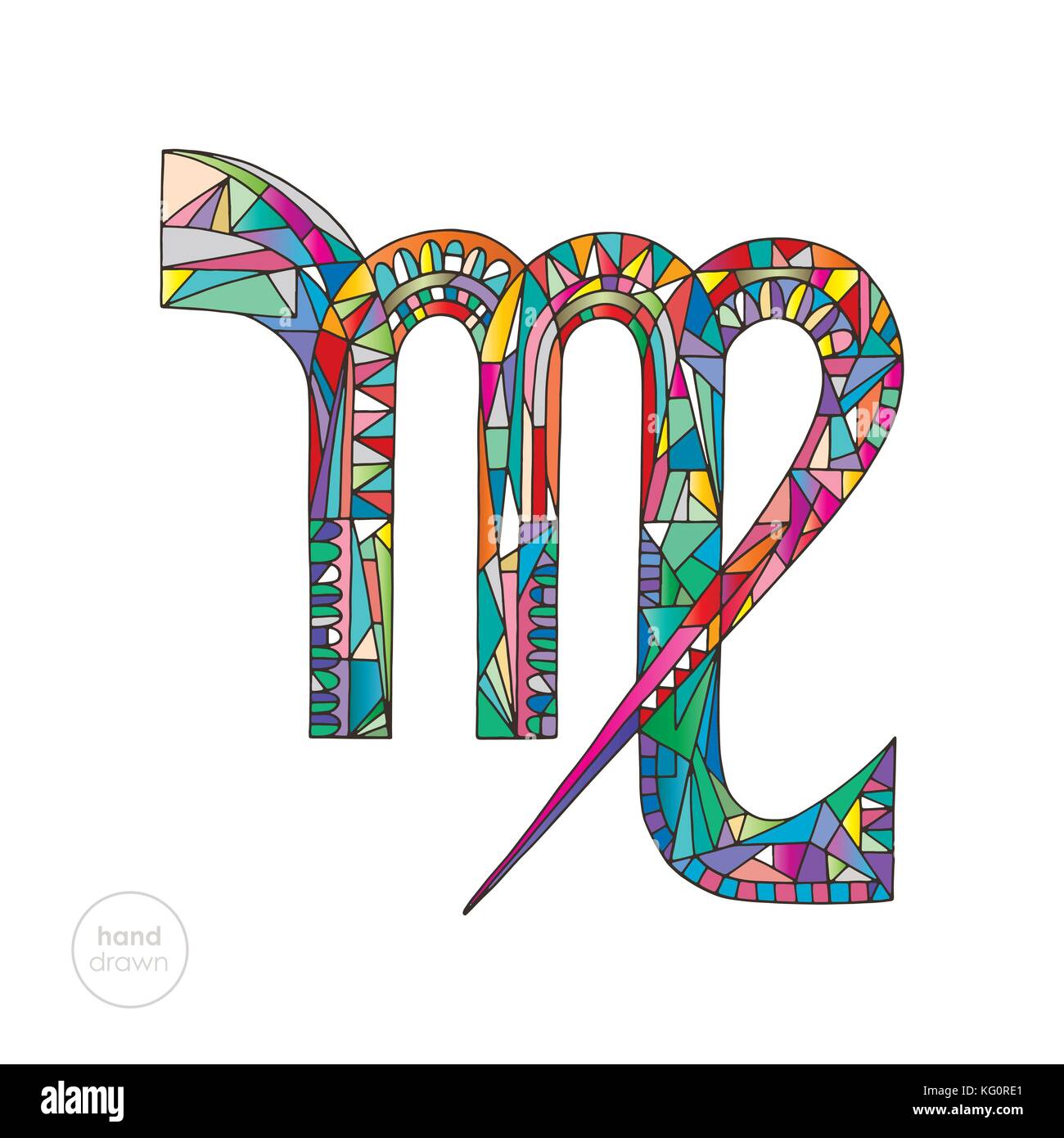 Virgo segno zodiacale. oroscopo illustrazione vettoriale. astrologica disegnati a mano serie. colorato magico simbolo in stile moderno. Illustrazione Vettoriale