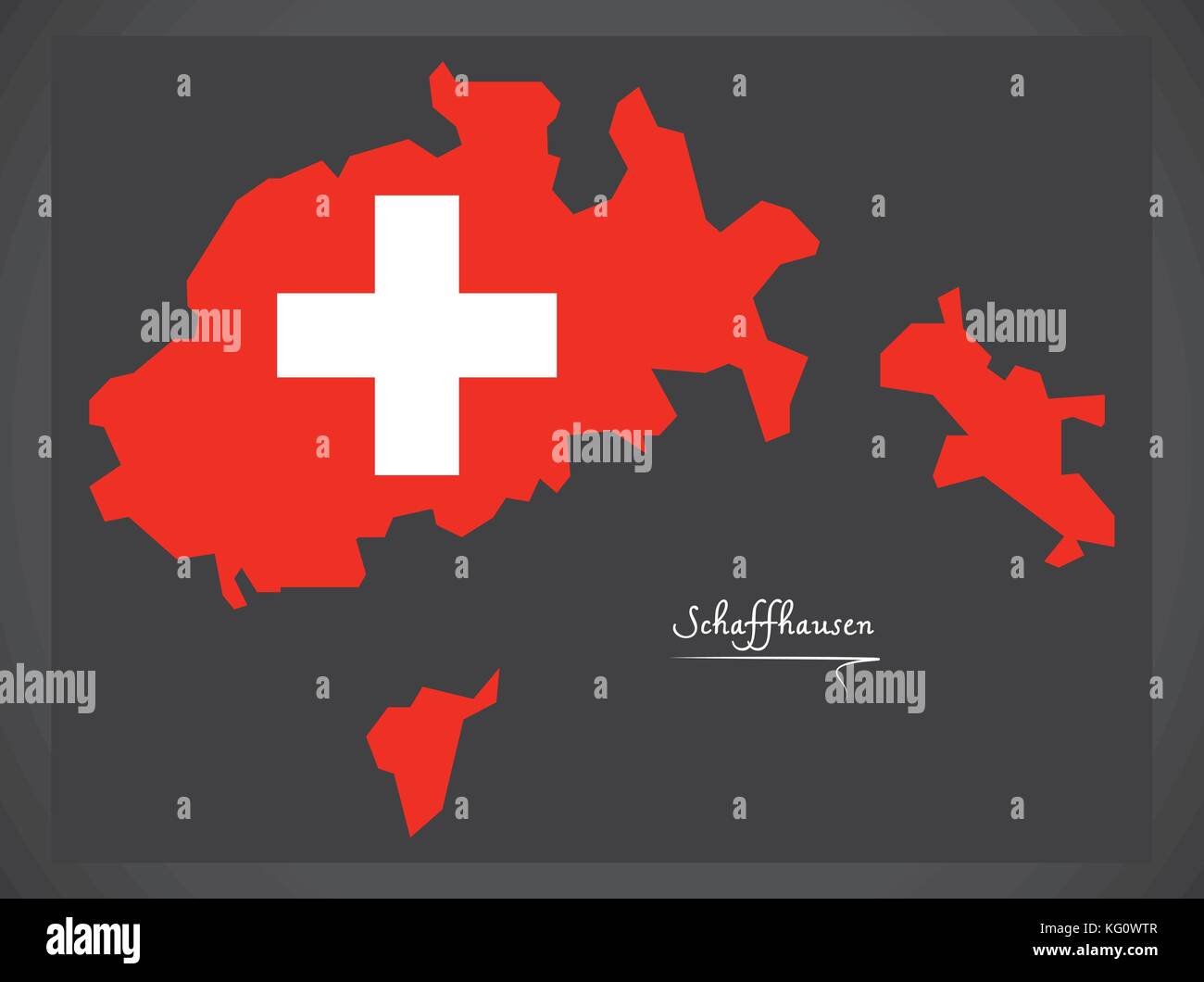 Sciaffusa mappa della Svizzera con SWISS bandiera nazionale illustrazione Illustrazione Vettoriale