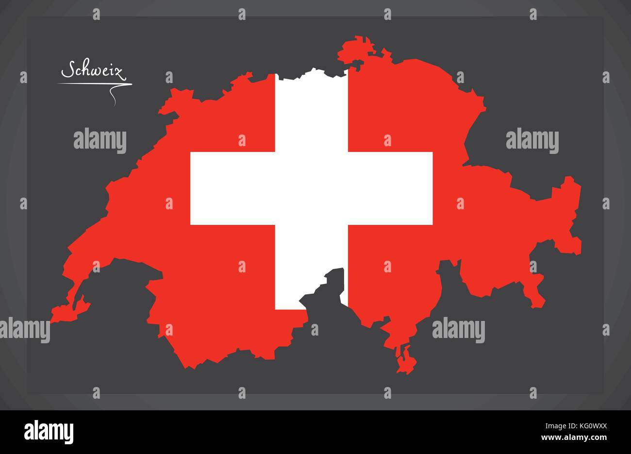 Cartina della Svizzera con SWISS bandiera nazionale illustrazione Illustrazione Vettoriale