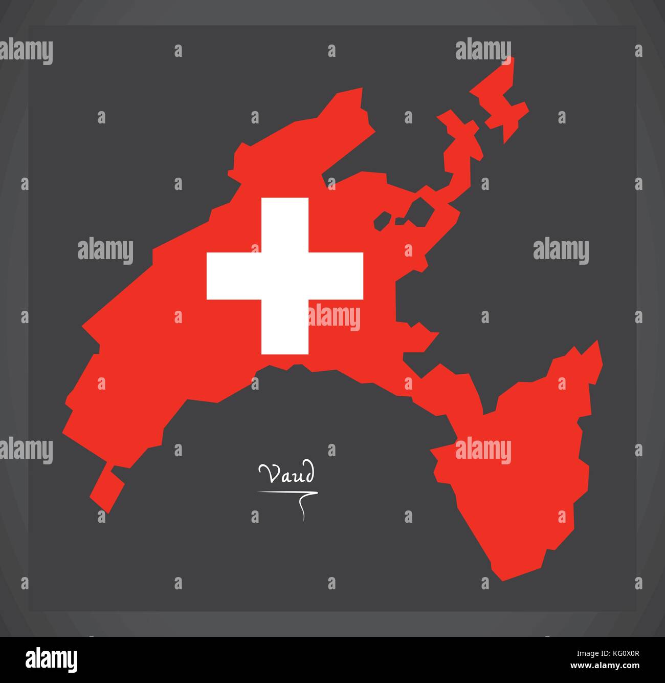 Vaud cartina della Svizzera con SWISS bandiera nazionale illustrazione Illustrazione Vettoriale