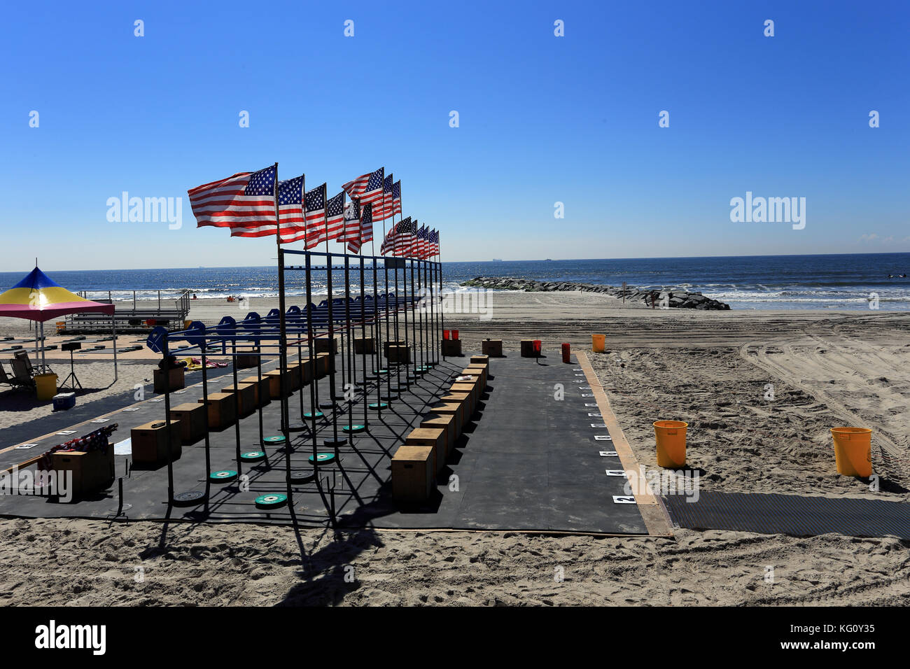 Bandierine americane Long Beach Long Island New York Foto Stock