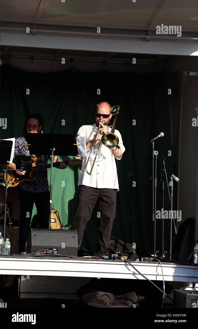 Trombone player Yonkers New York Foto Stock