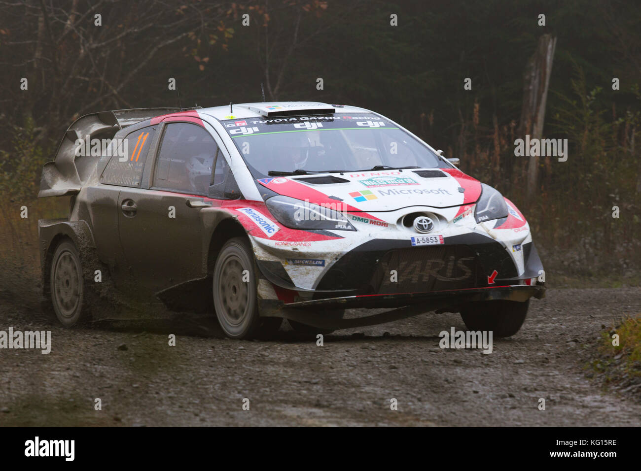 28/10/17 dyfi, Snowdonia, Galles. rally car racing in dyfi l'ottava tappa del dayinsure rally galles 2017 Foto Stock