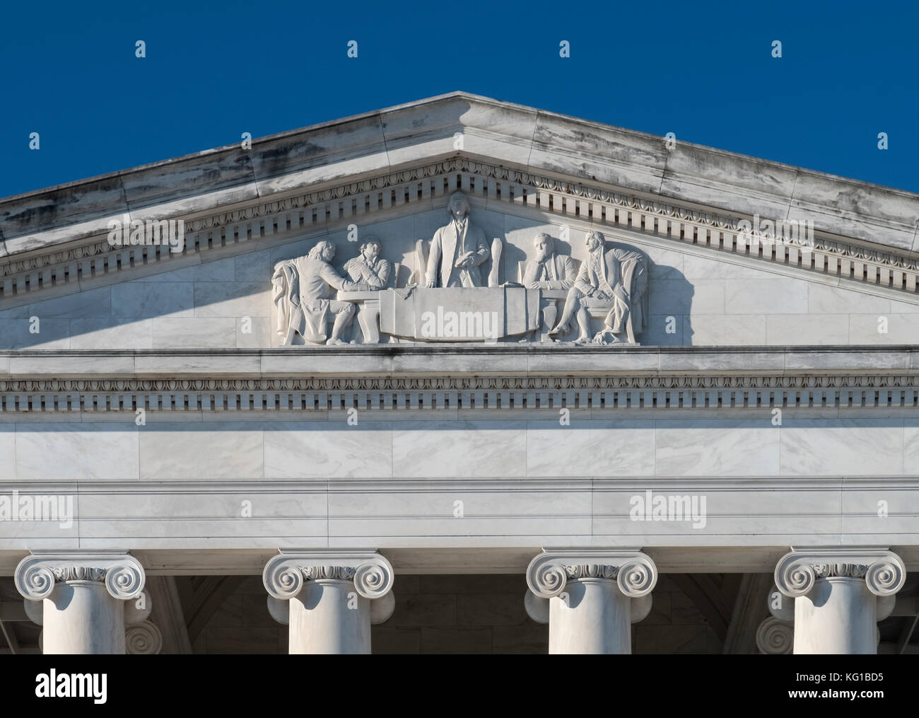 Portico dettaglio sulla Jefferson Memorial, National Mall di Washington DC, Stati Uniti d'America Foto Stock