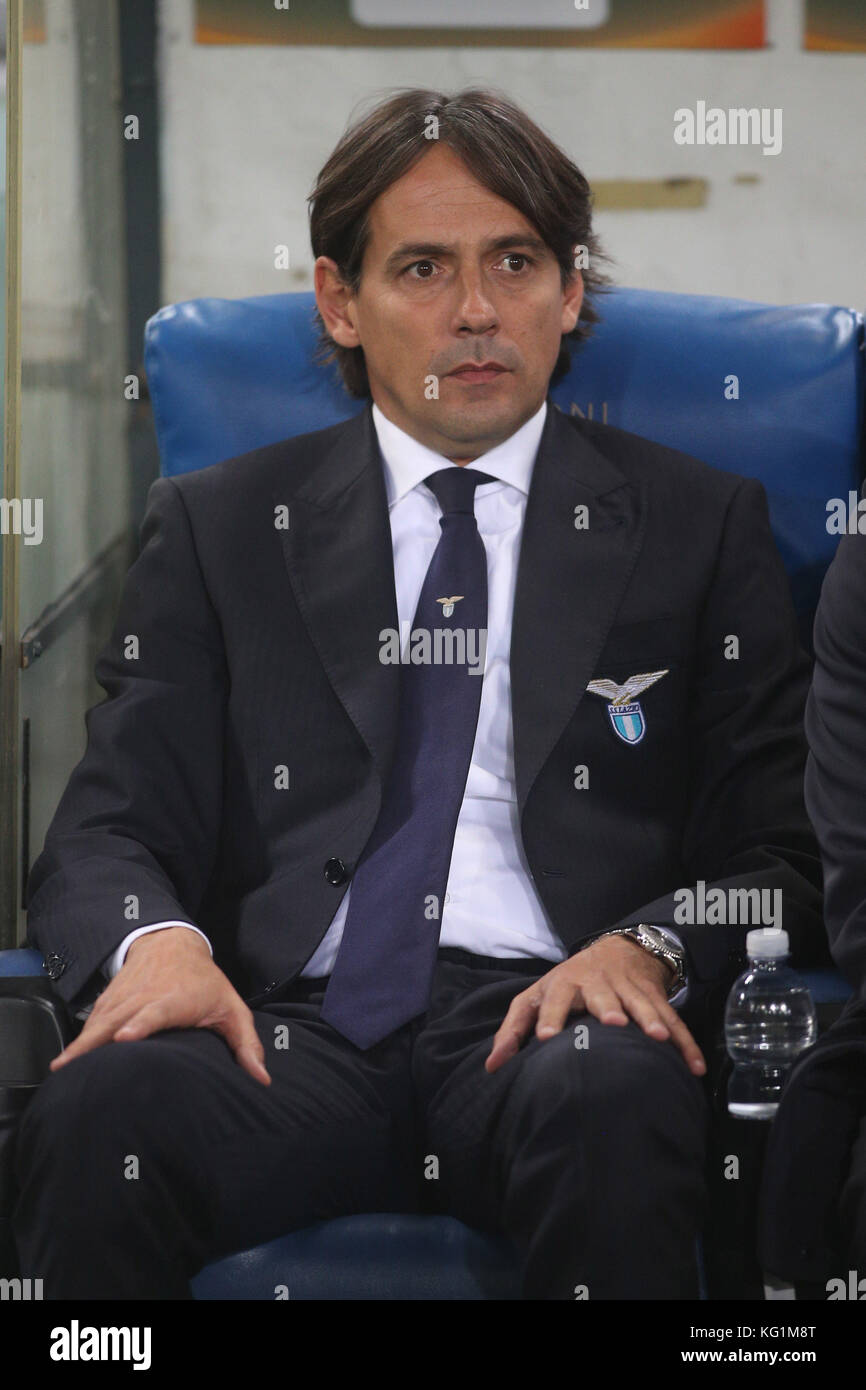 Roma, Italia - 02 novembre: simone inzaghi durante la UEFA Europa League gruppo k match tra Lazio Roma e ogc nice presso lo stadio olimpico il 2 novembre 2017 a Roma, Italia. Credito: marco iacobucci/alamy live news Foto Stock