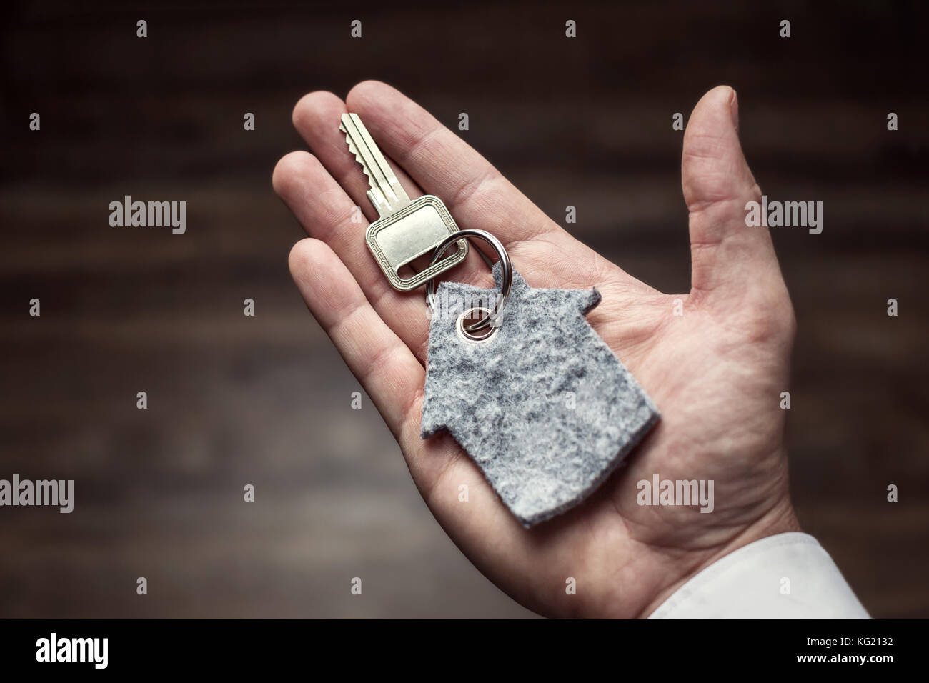 Latchkey nel palmo della mano Foto Stock