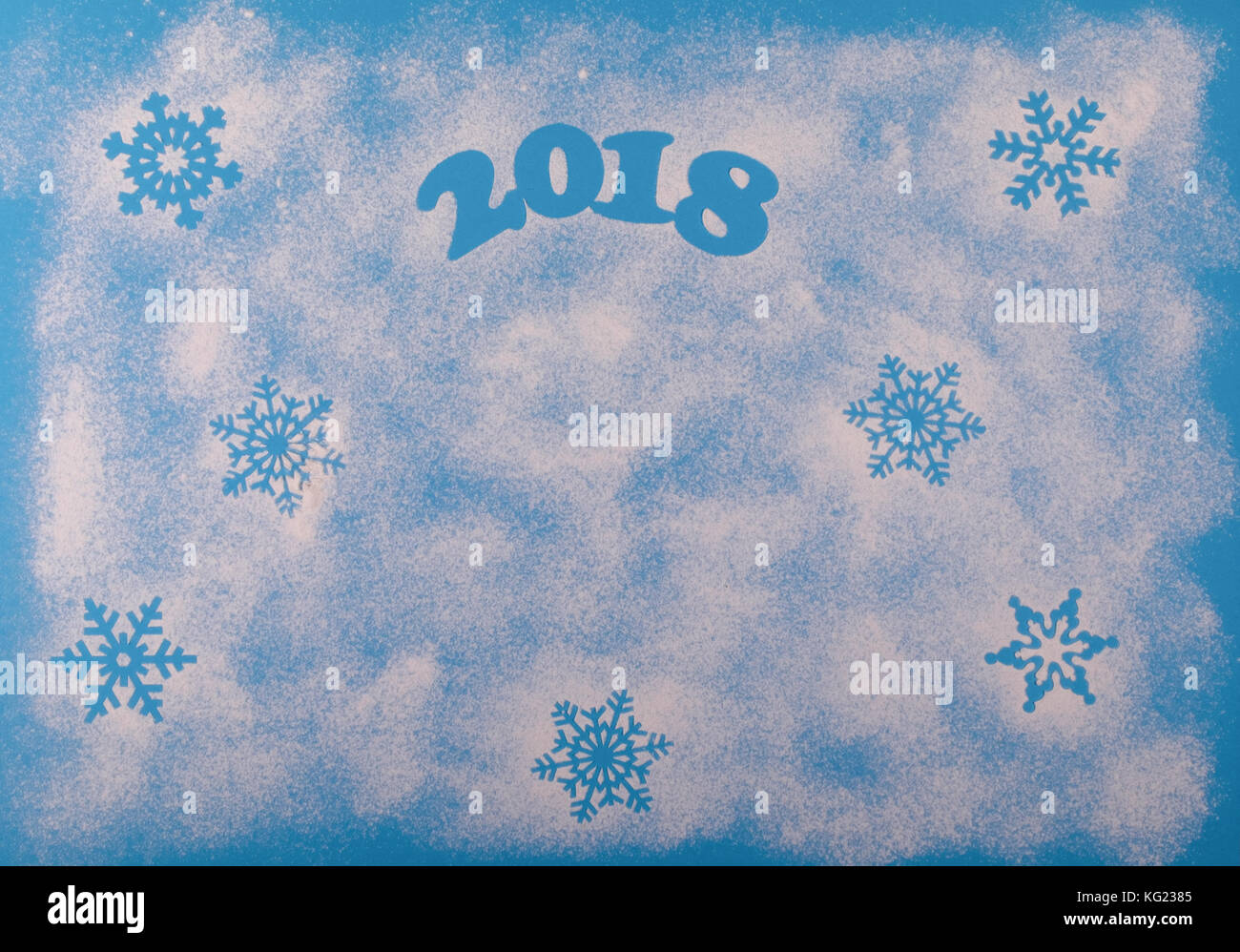 Natale felice anno nuovo holiday composizione su uno sfondo blu. vista superiore Foto Stock