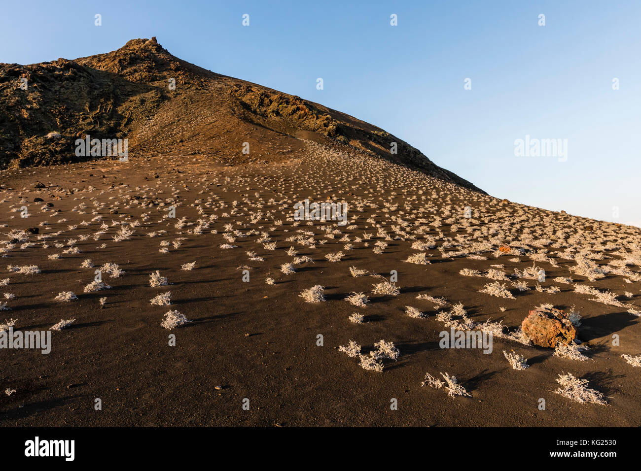 Sunrise oltre i flussi di lava sul bartolome island, Galapagos, ecuador, SUD AMERICA Foto Stock