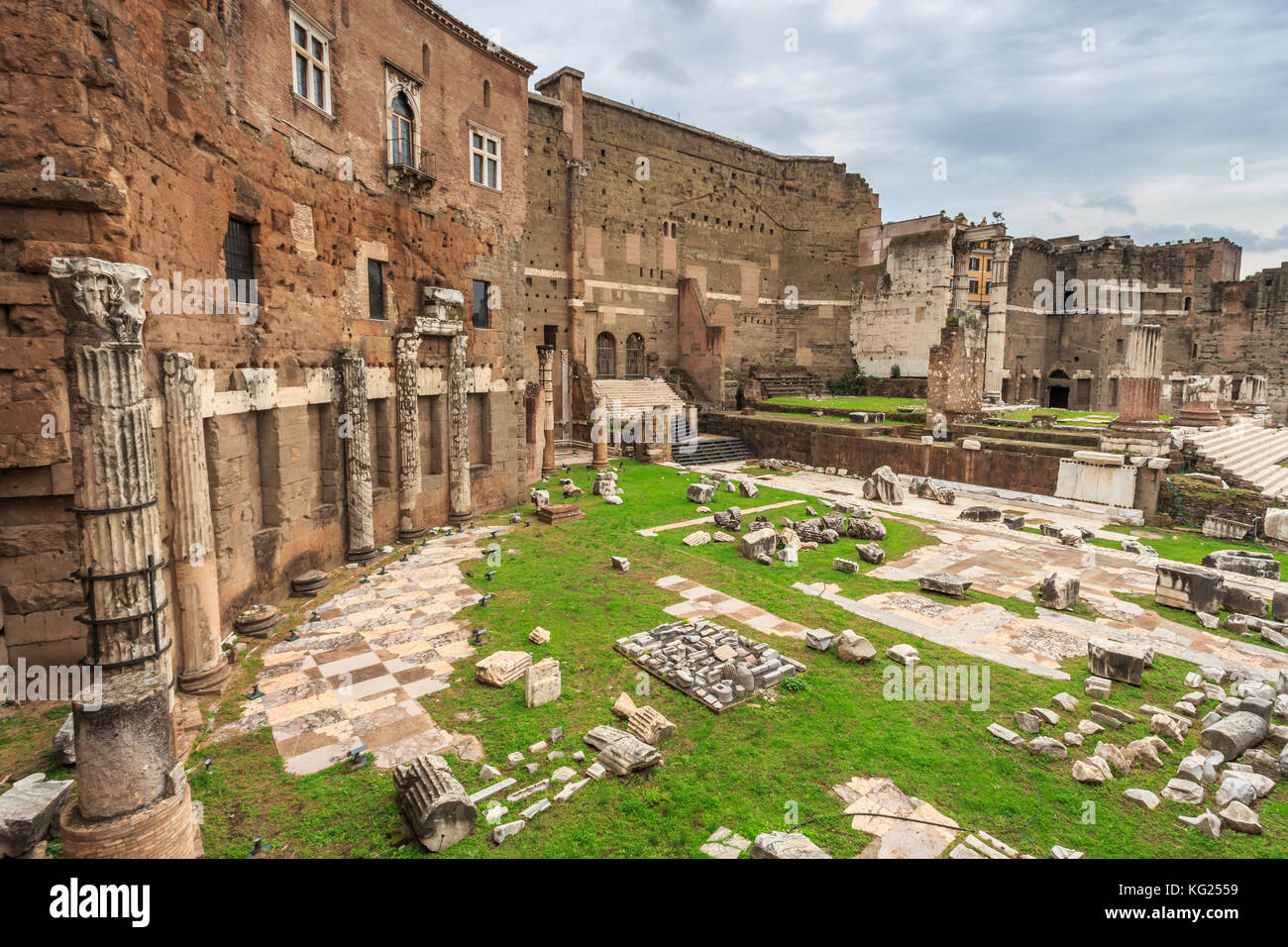 I mercati di Traiano, le rovine romane, l'area dei fori, il Centro storico, Roma, Patrimonio dell'Umanità dell'UNESCO, il Lazio, l'Italia, l'Europa Foto Stock