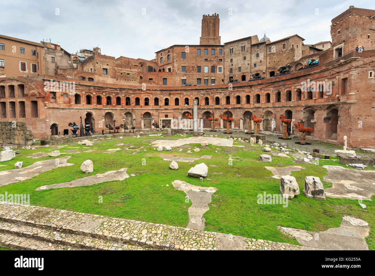 I mercati di Traiano, le rovine romane, l'area dei fori, il Centro storico, Roma, sito Patrimonio dell'Umanità dell'UNESCO, il Lazio, l'Italia Foto Stock