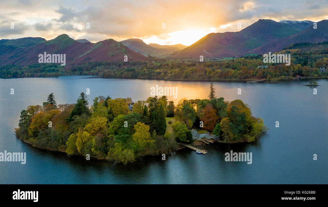 Derwent Water, parco nazionale del distretto dei laghi, sito patrimonio mondiale dell'unesco, cumbria, England, Regno Unito, Europa Foto Stock