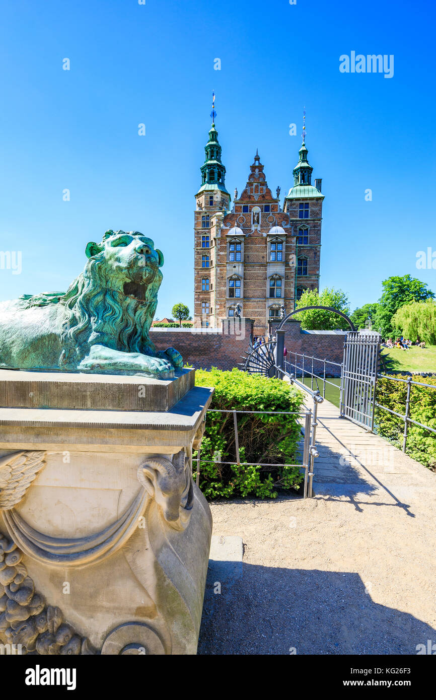 Castello di Rosenborg costruito in stile rinascimentale olandese, Copenaghen, Danimarca, Europa Foto Stock