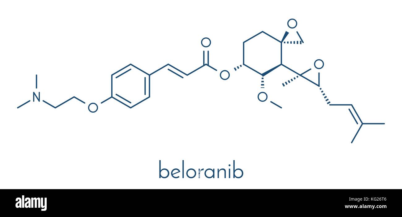 Obesità beloranib molecola di farmaco. formula scheletrico. Illustrazione Vettoriale