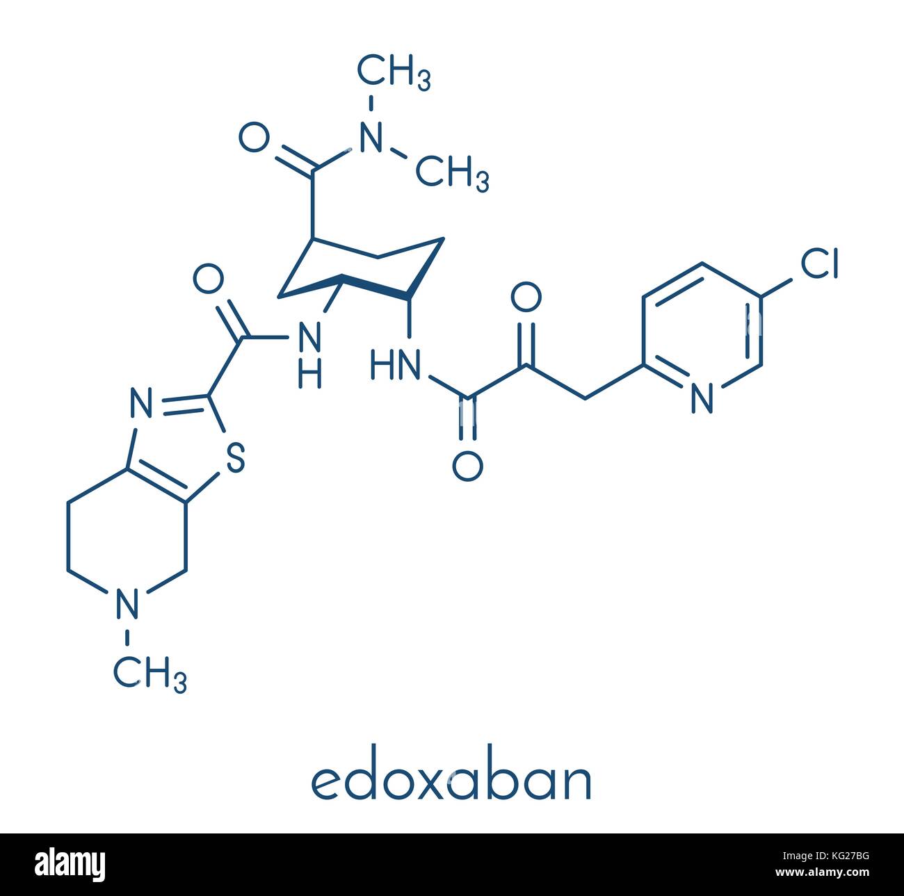 Edoxaban farmaco anticoagulante molecola (diretto inibitore fxa). formula scheletrico. Illustrazione Vettoriale