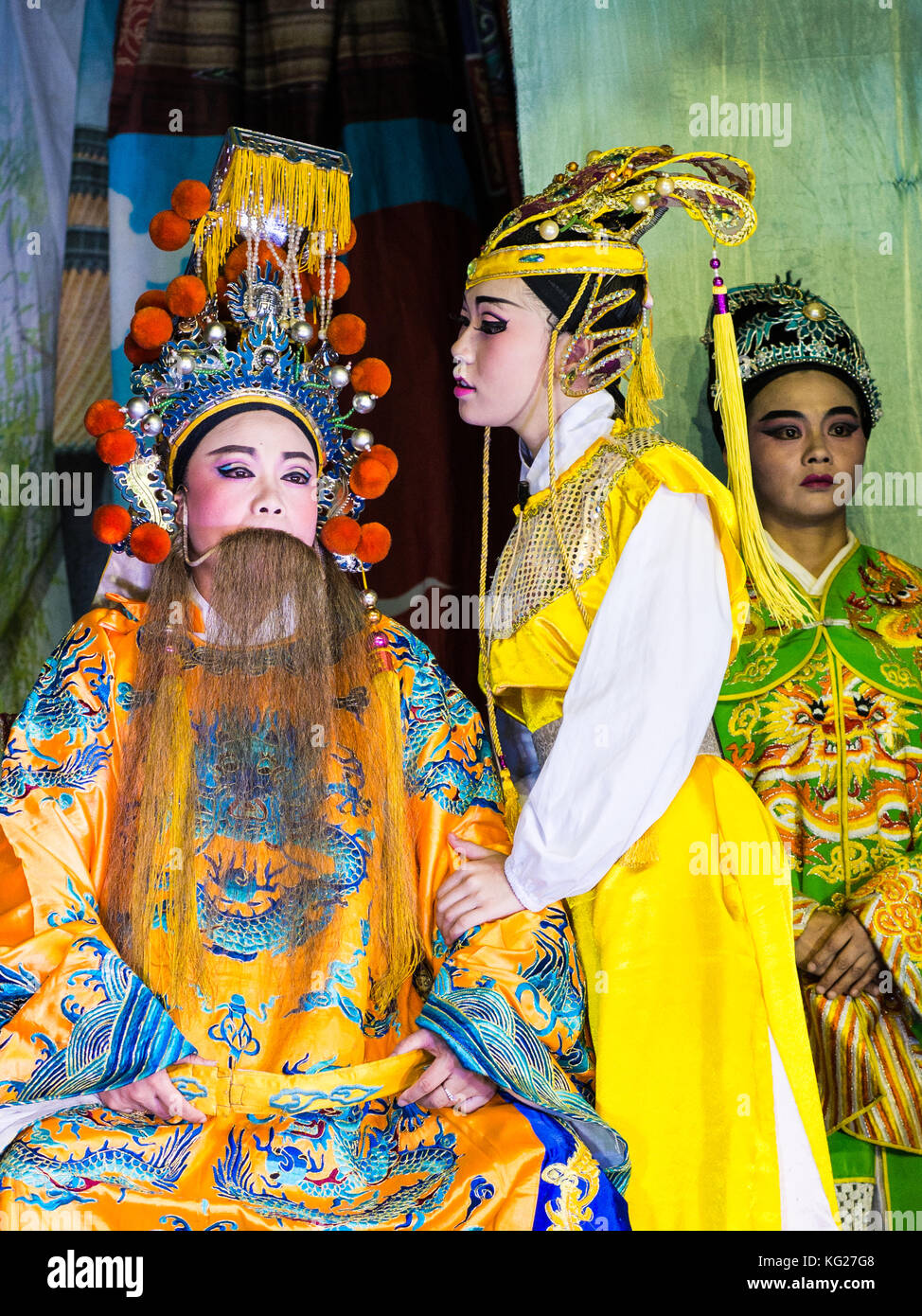 Opera Cinese esecutori, fame festival fantasma. Georgetown, Penang, Malaysia, Asia sud-orientale, Asia Foto Stock